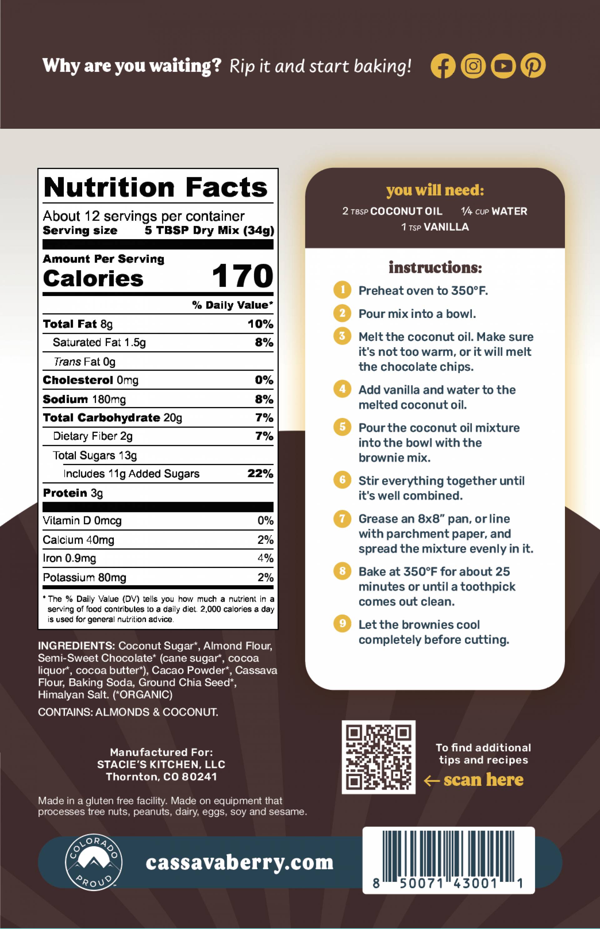 Cassavaberry Chocolate Chip Brownie Mix