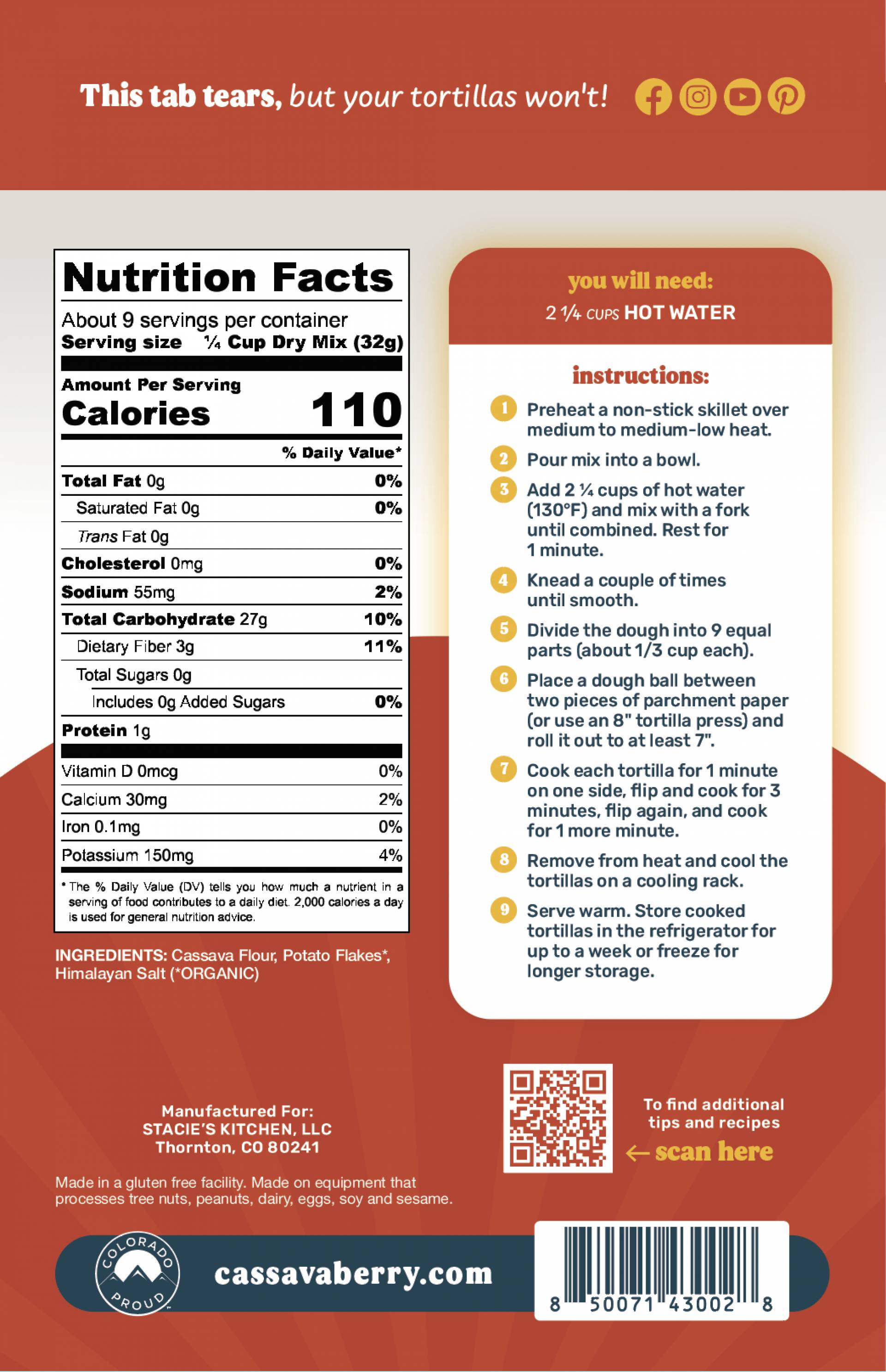 Cassavaberry Grain Free Tortilla Mix
