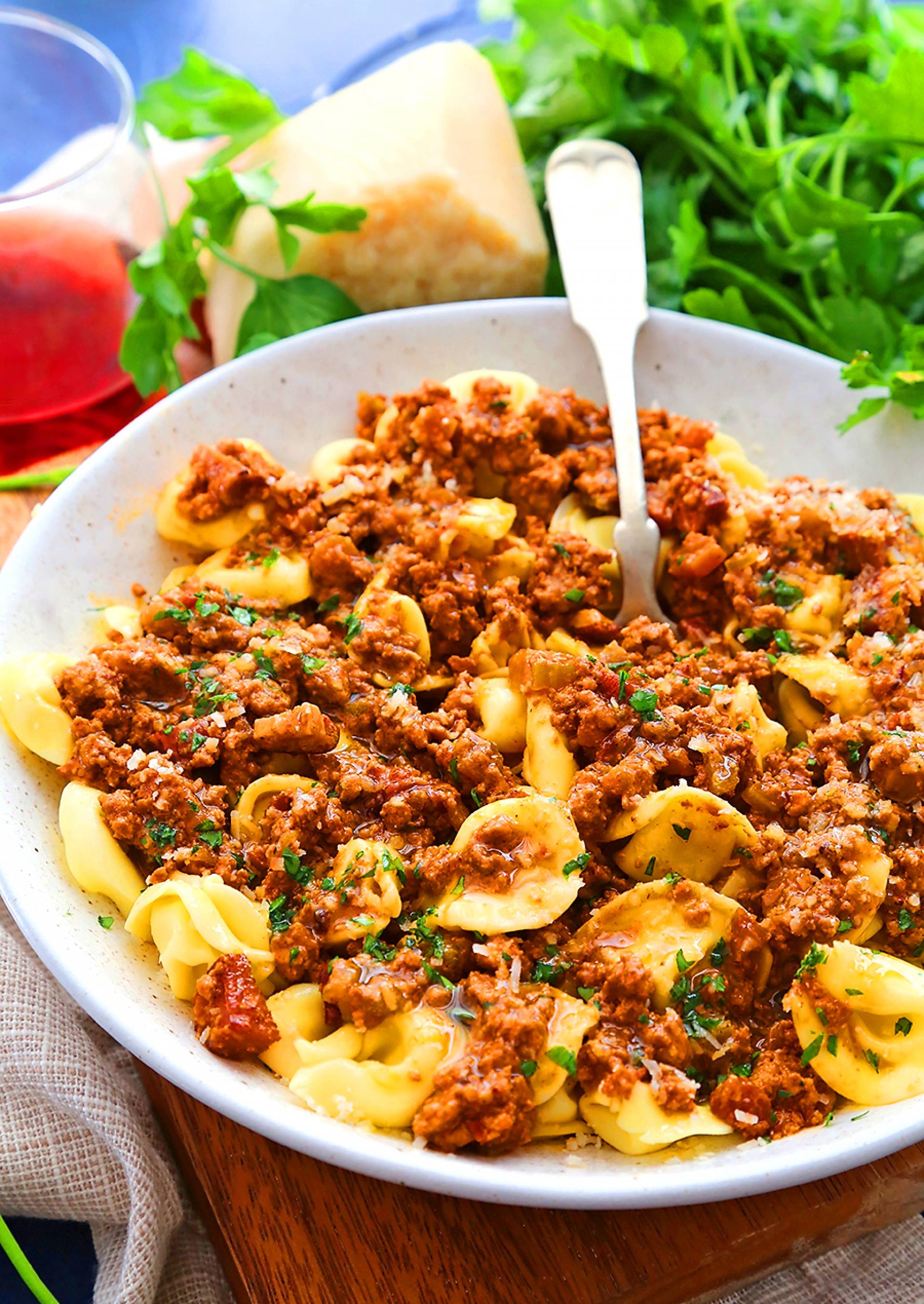 High Protein Tortellini with Beyond Beef & Veggie Bolognese
