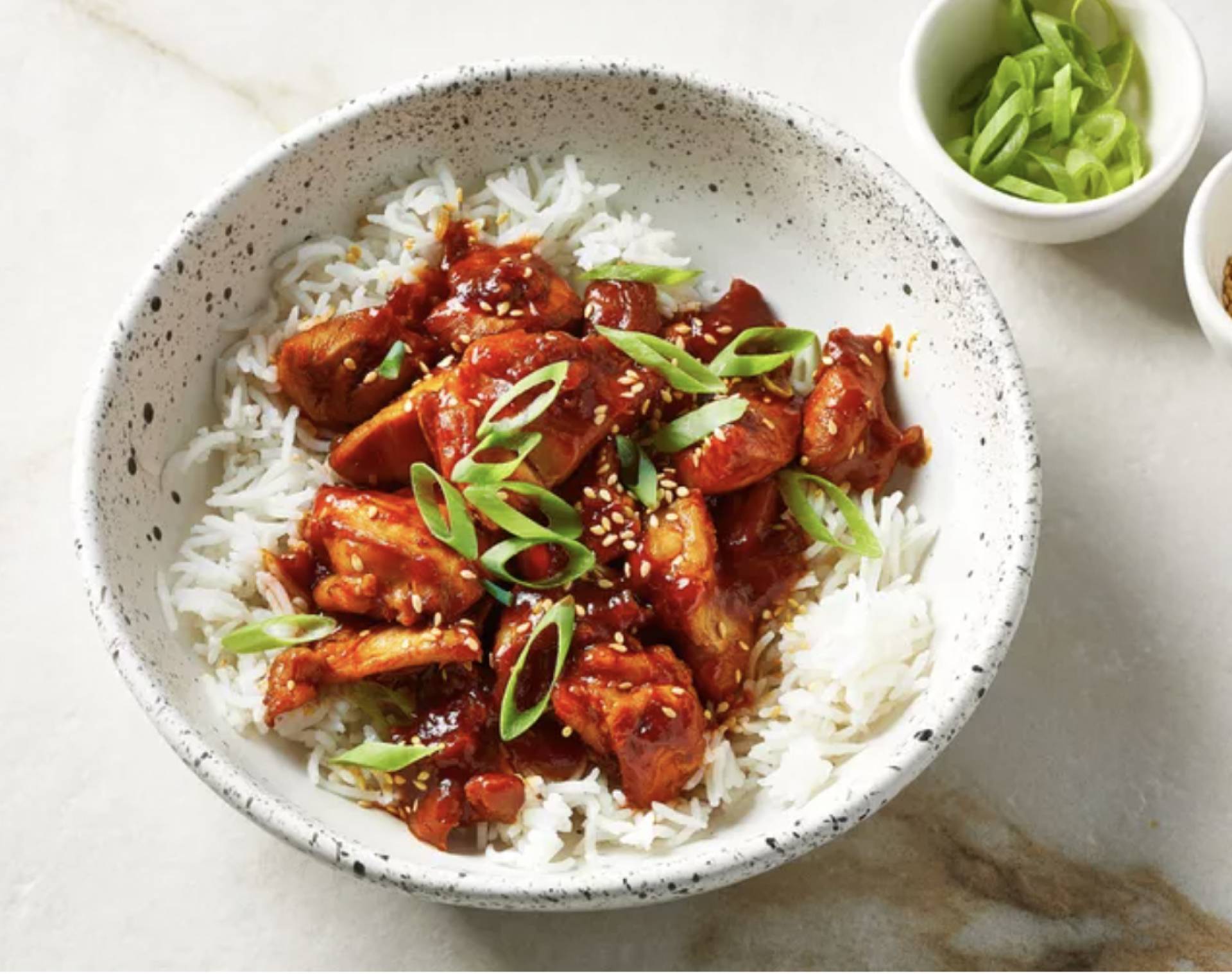 Low Carb Sticky Garlic Gochujang Chicken Thighs with Fragrant Lemongrass Cauliflower Rice