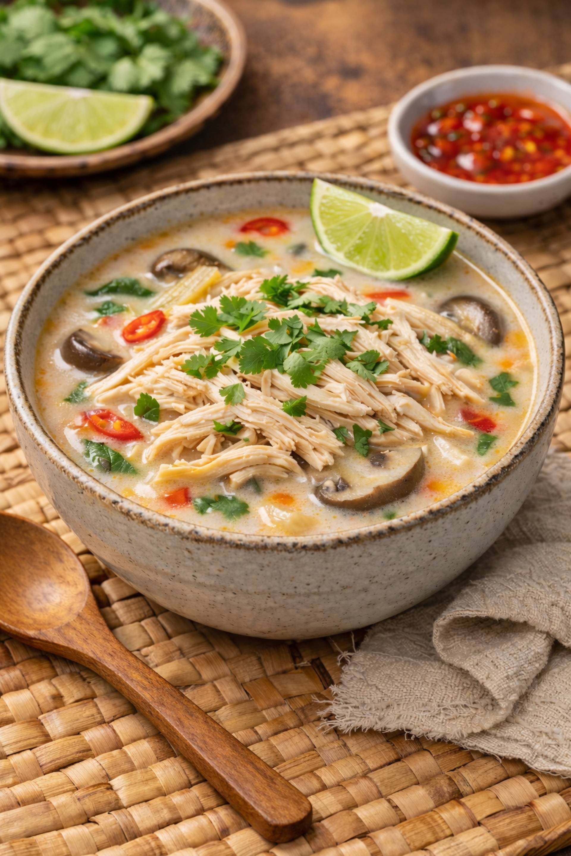 Thai Coconut Tom Kha Soup with Chicken