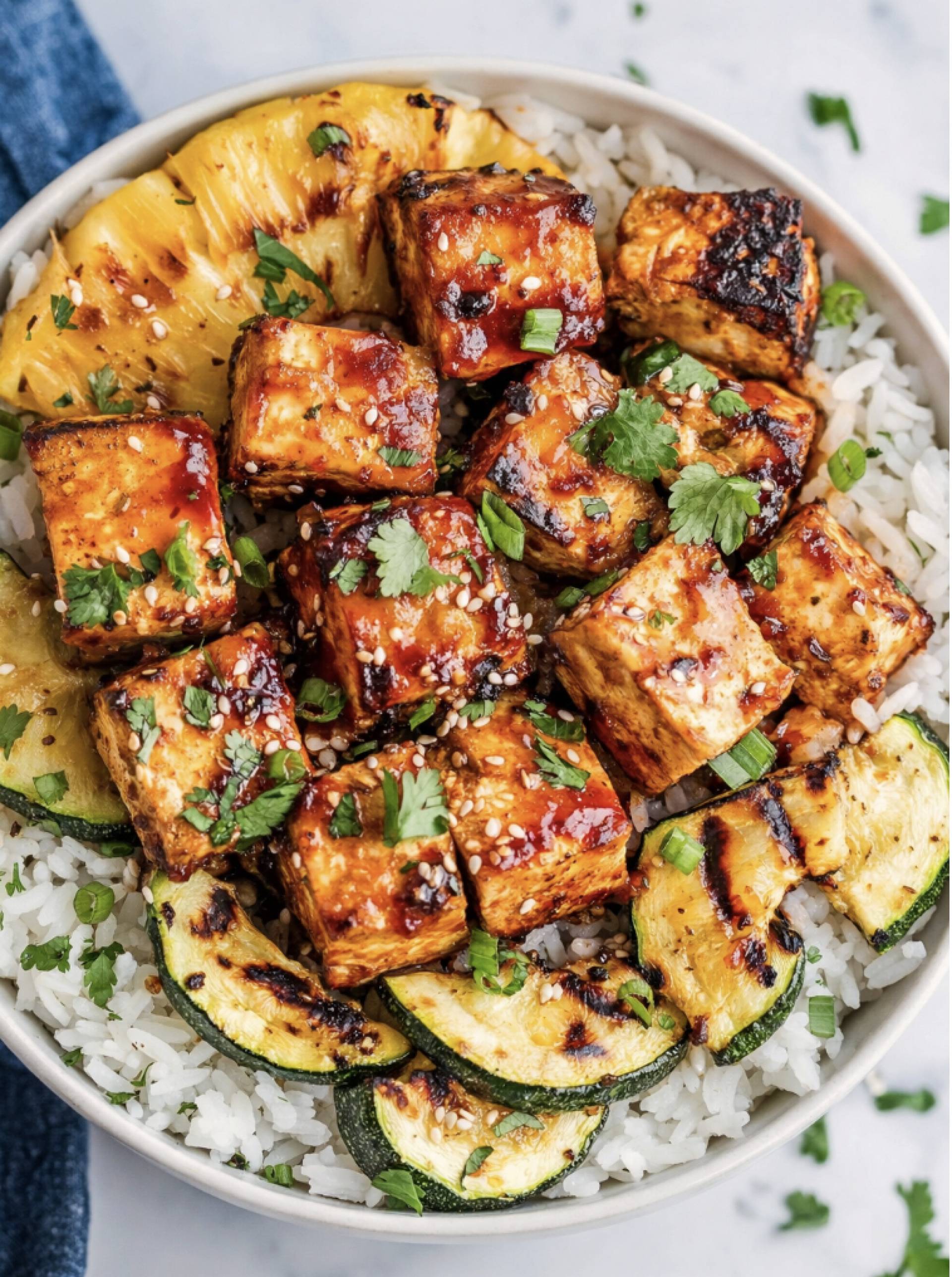 Huli Huli Teriyaki Pineapple Tofu with Coconut Rice