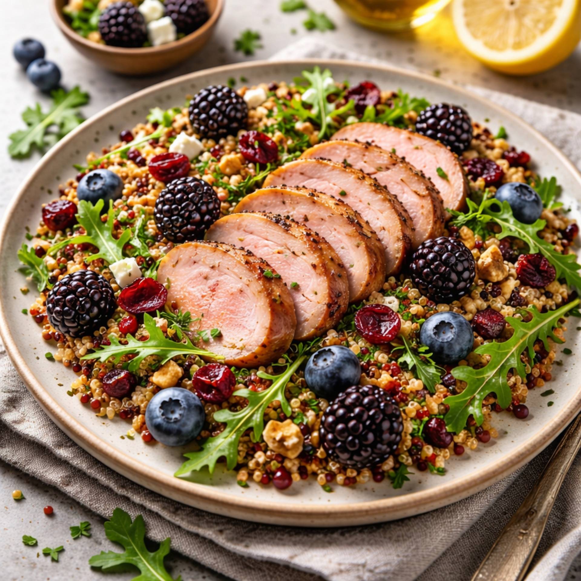 Vegan Superfood Quinoa Salad with Blackberry Portobello