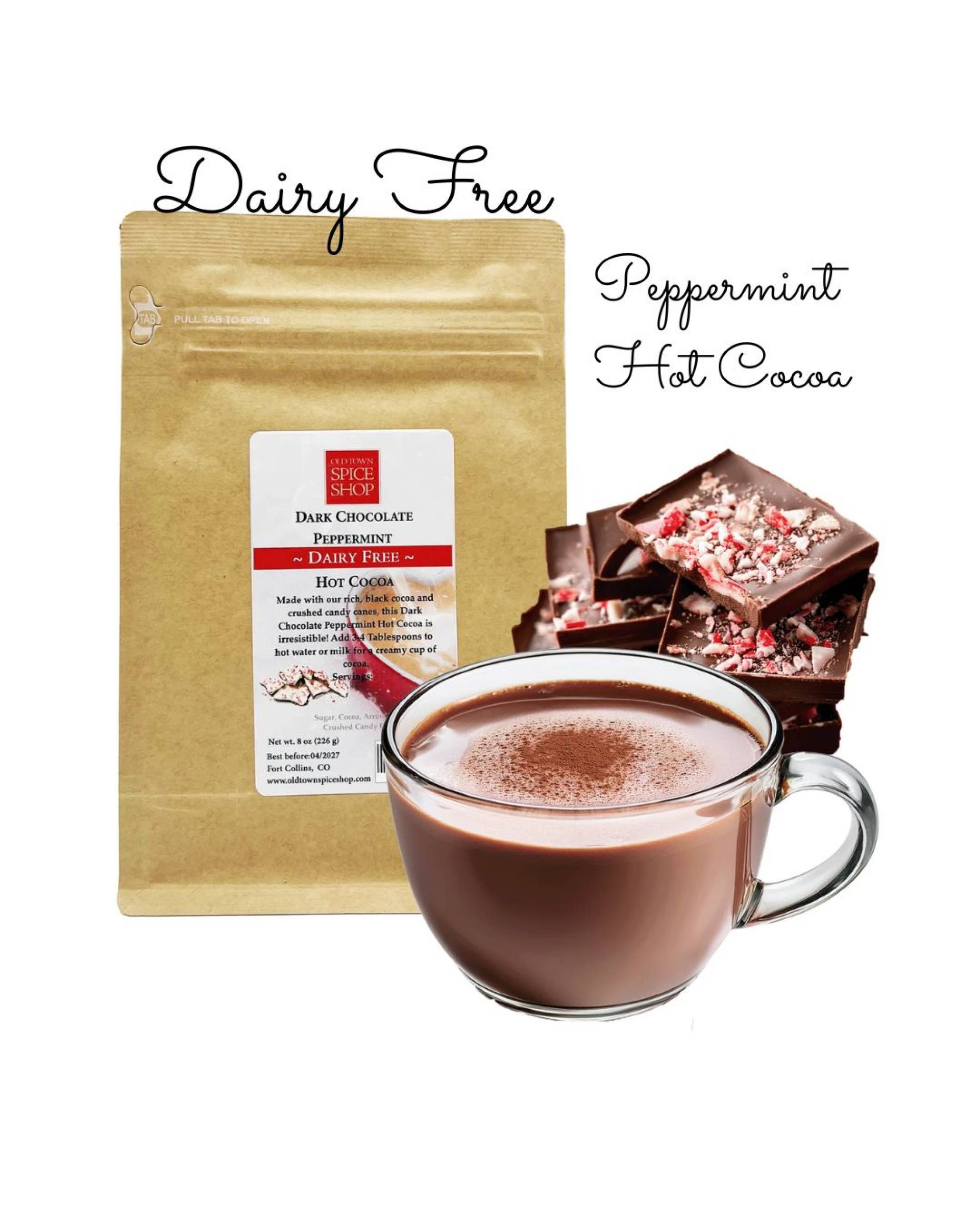 Dark Chocolate Peppermint Dairy Free Hot Cocoa