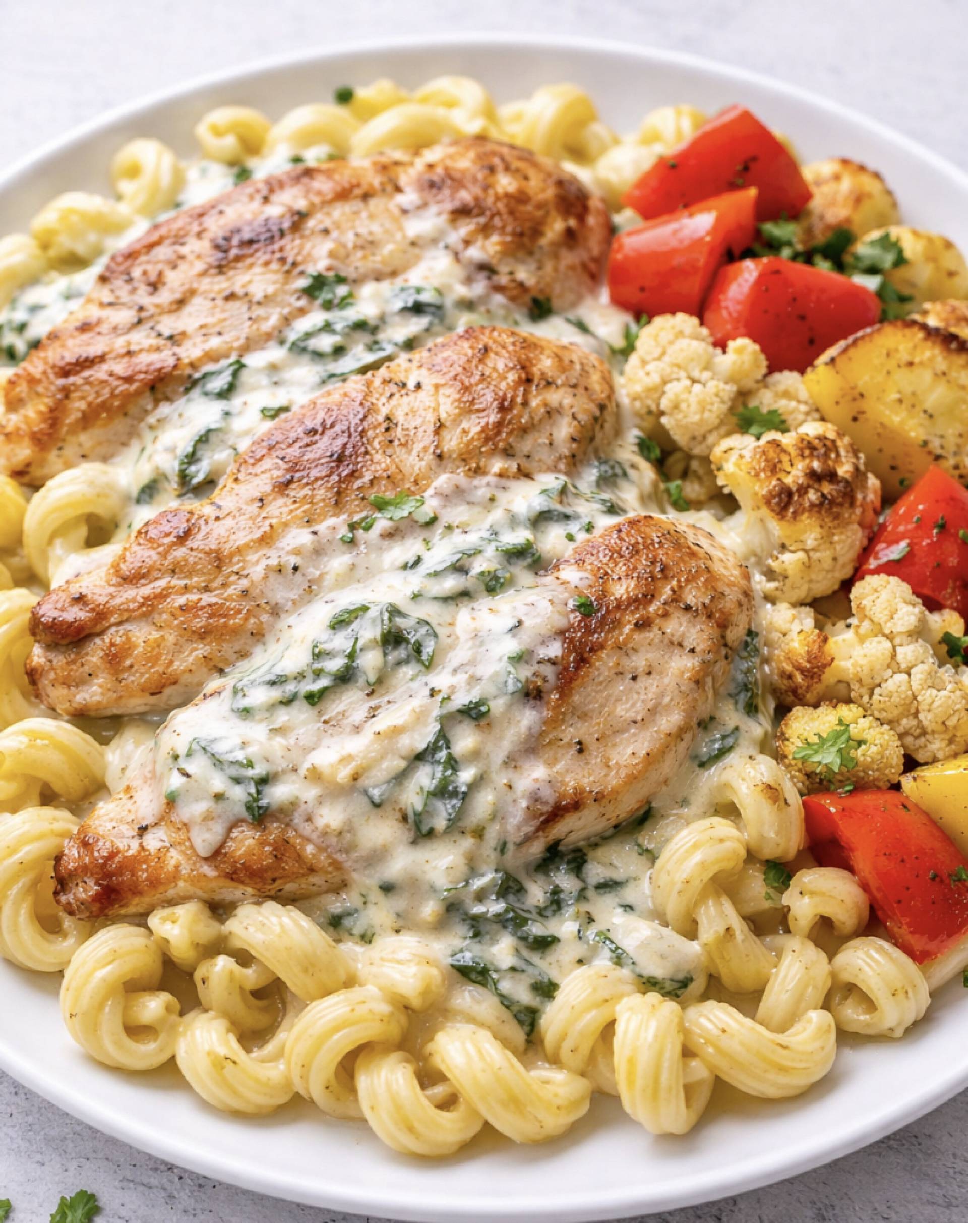 Creamy Spinach Artichoke with Cavatappi Pasta & Mozzarella