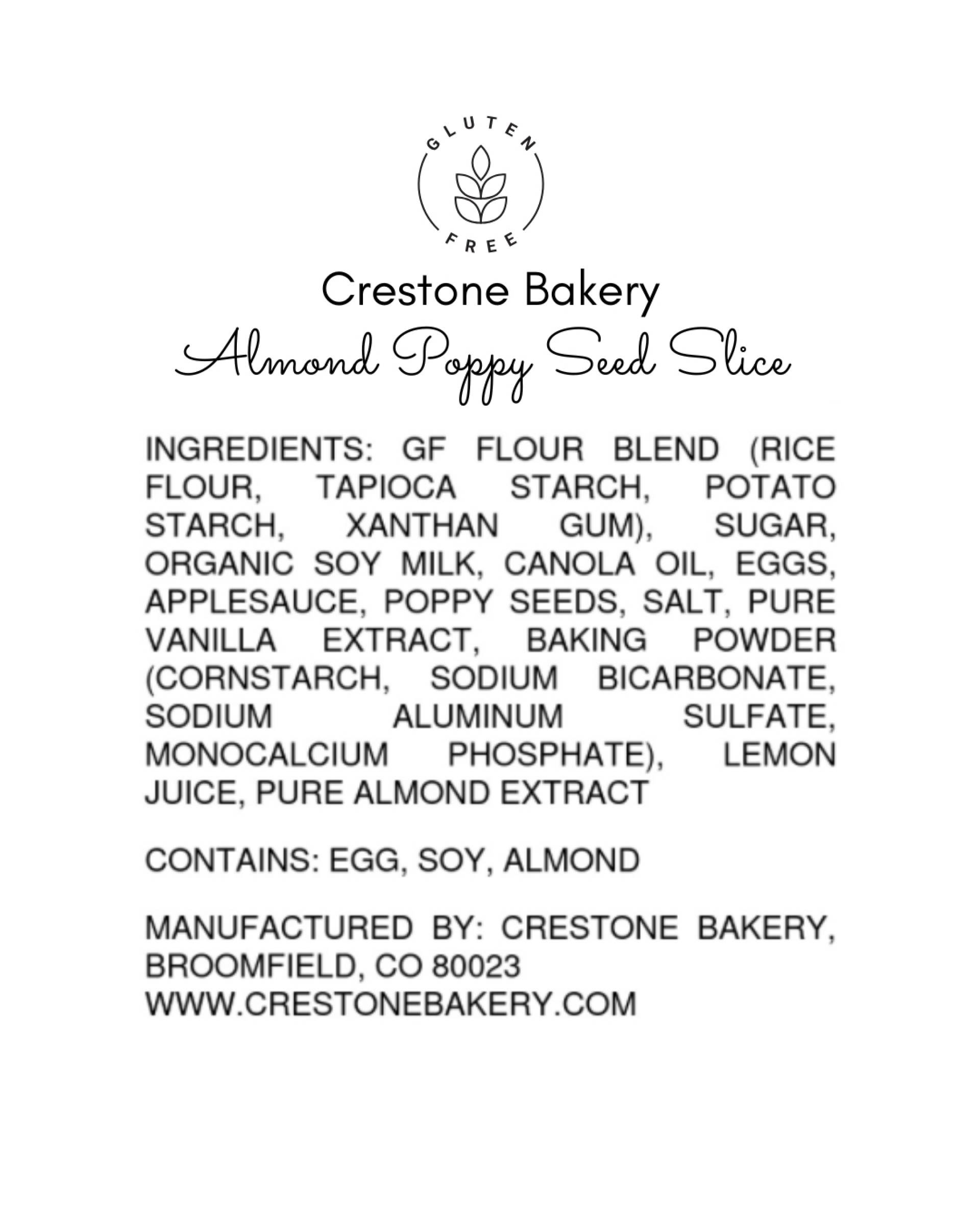 ALMOND POPPY SEED SLICE - CRESTONE BAKERY