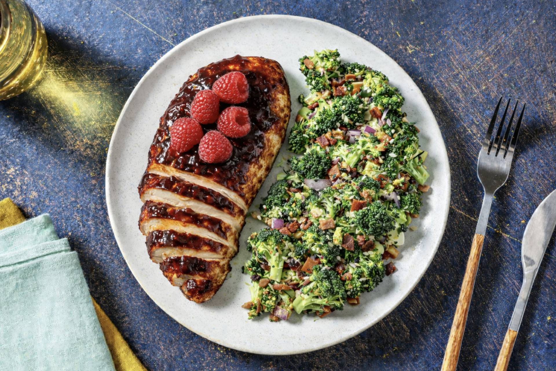 Raspberry BBQ Grilled Chicken with Broccoli Salad