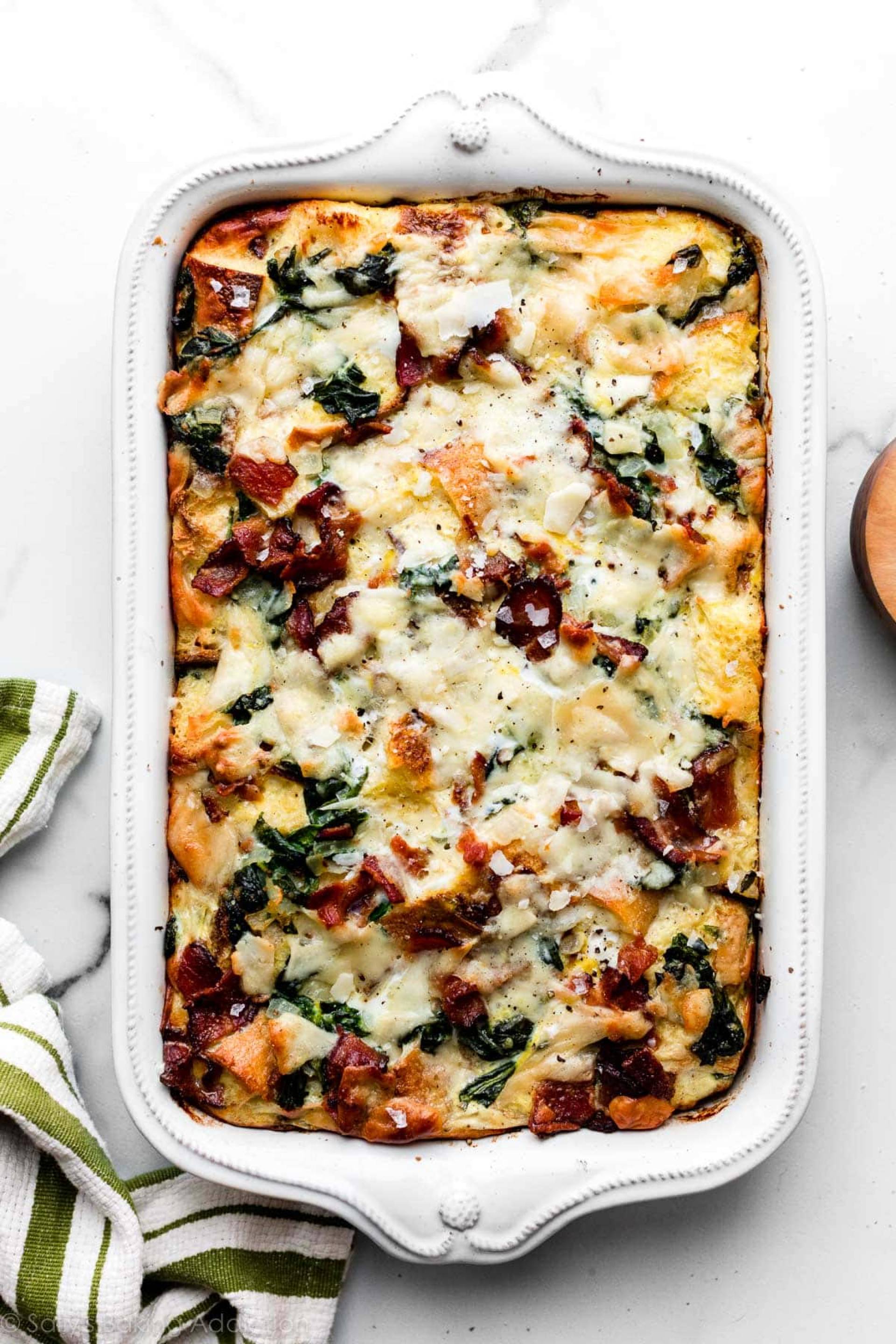 Bacon, Spinach and Parmesan Sourdough Breakfast Strata
