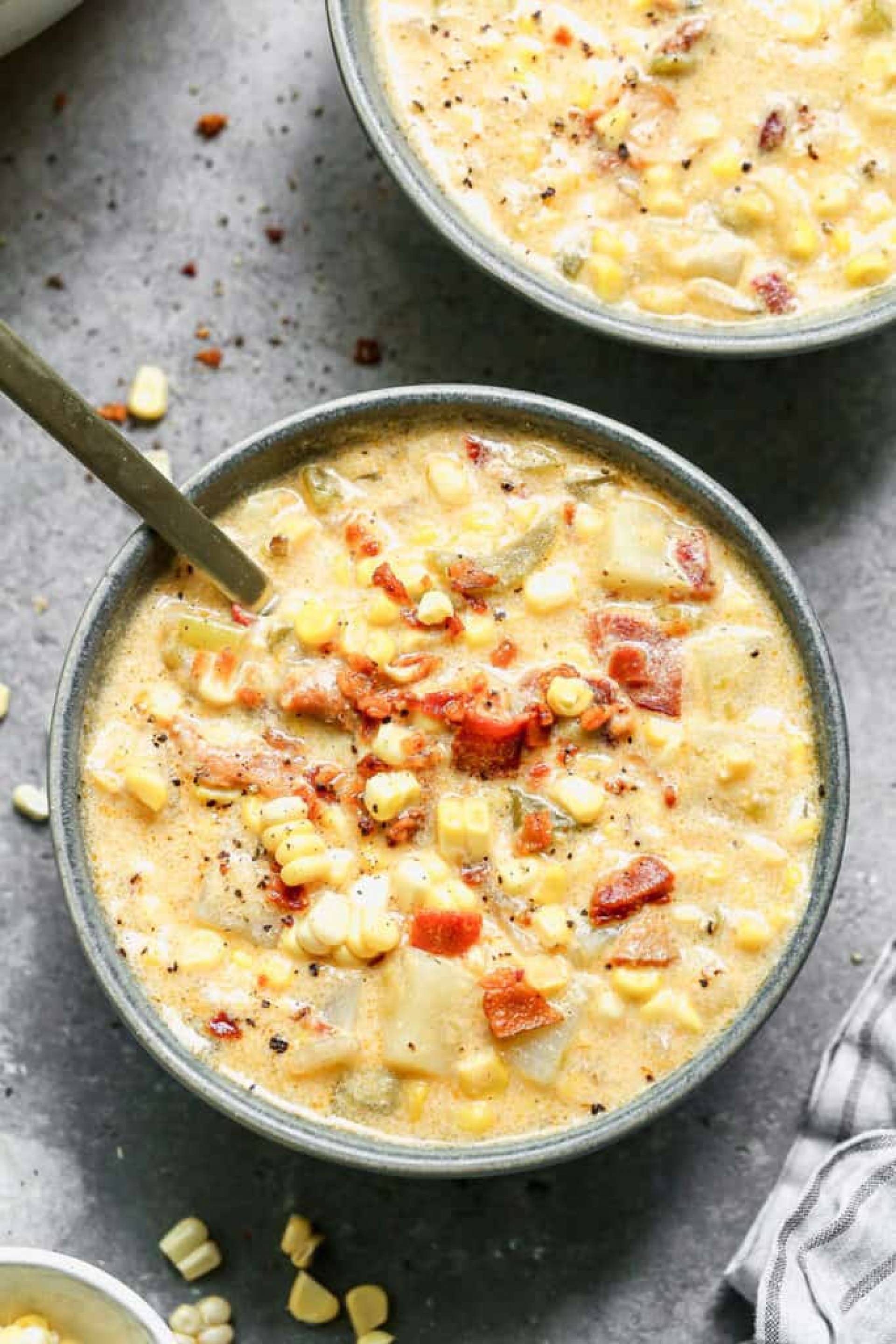 Vegan Sweet Corn, Coconut Bacon and Hatch Chile Chowder