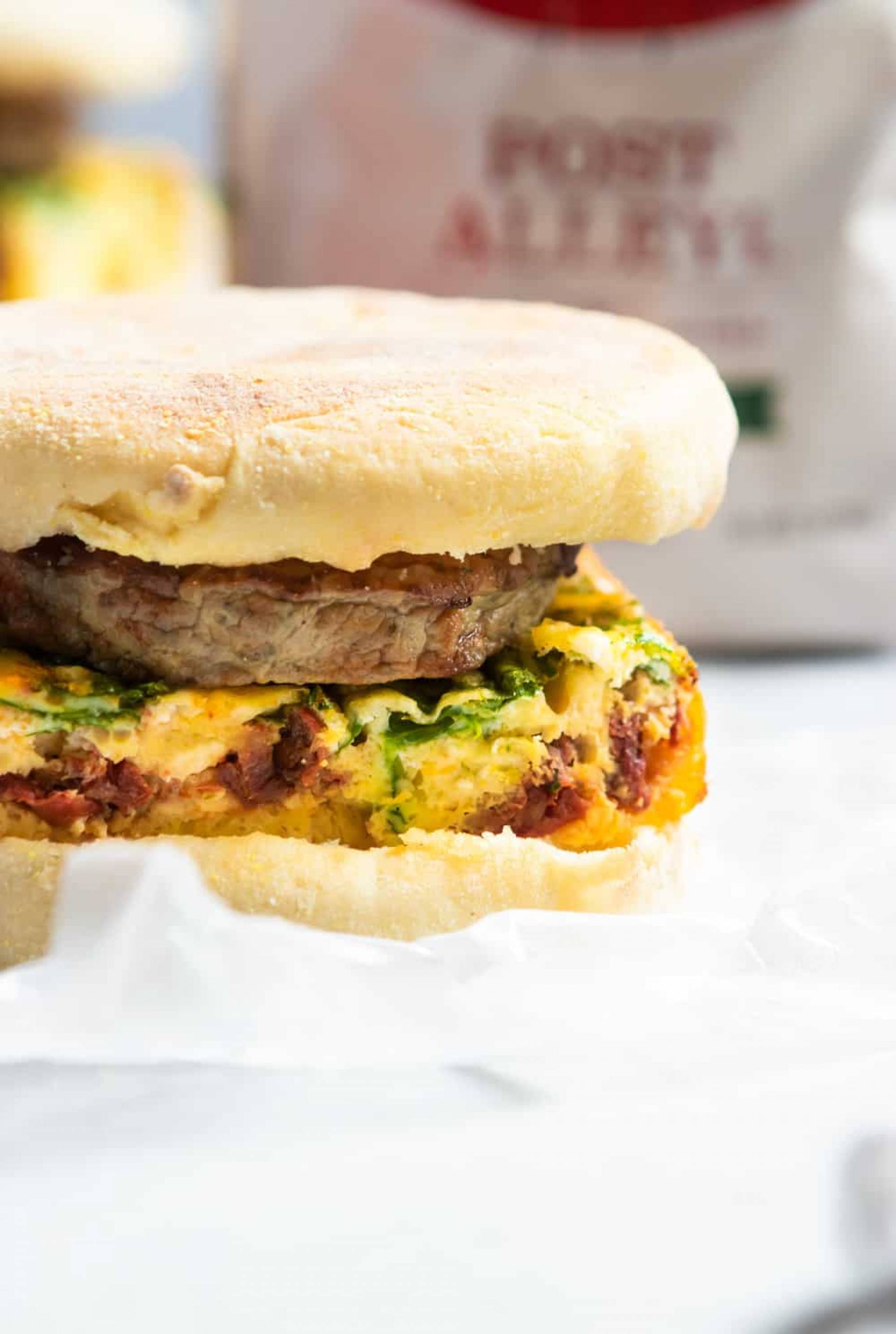 Frittata and Turkey Sausage Breakfast Sandwich