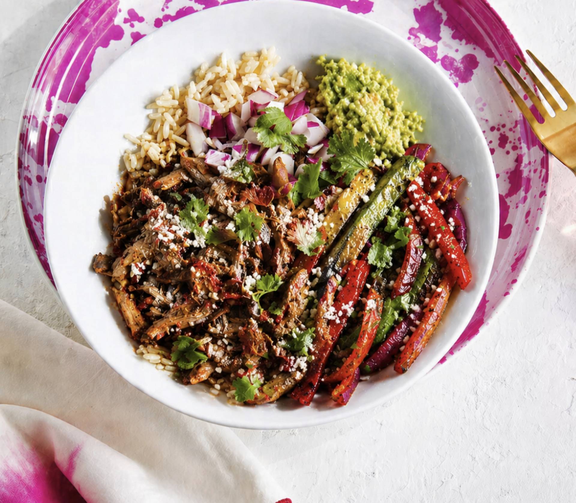 Birria Mushroom Medley Burrito Bowls with Guacamole