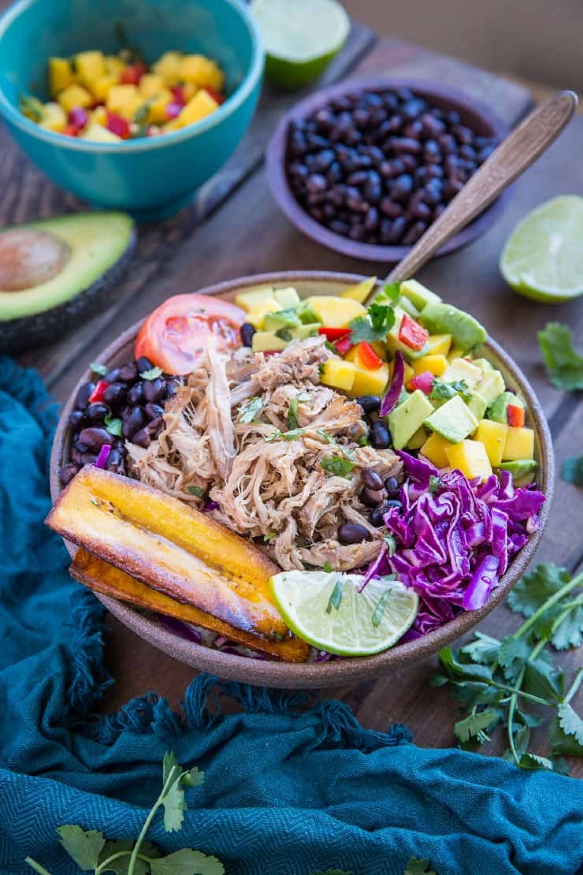 Tofu Bowls with Black Beans and Mango Slaw