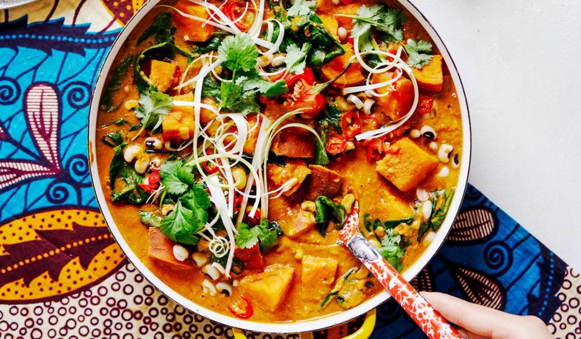 West African “Peanut” Stew with Rice and Plantains