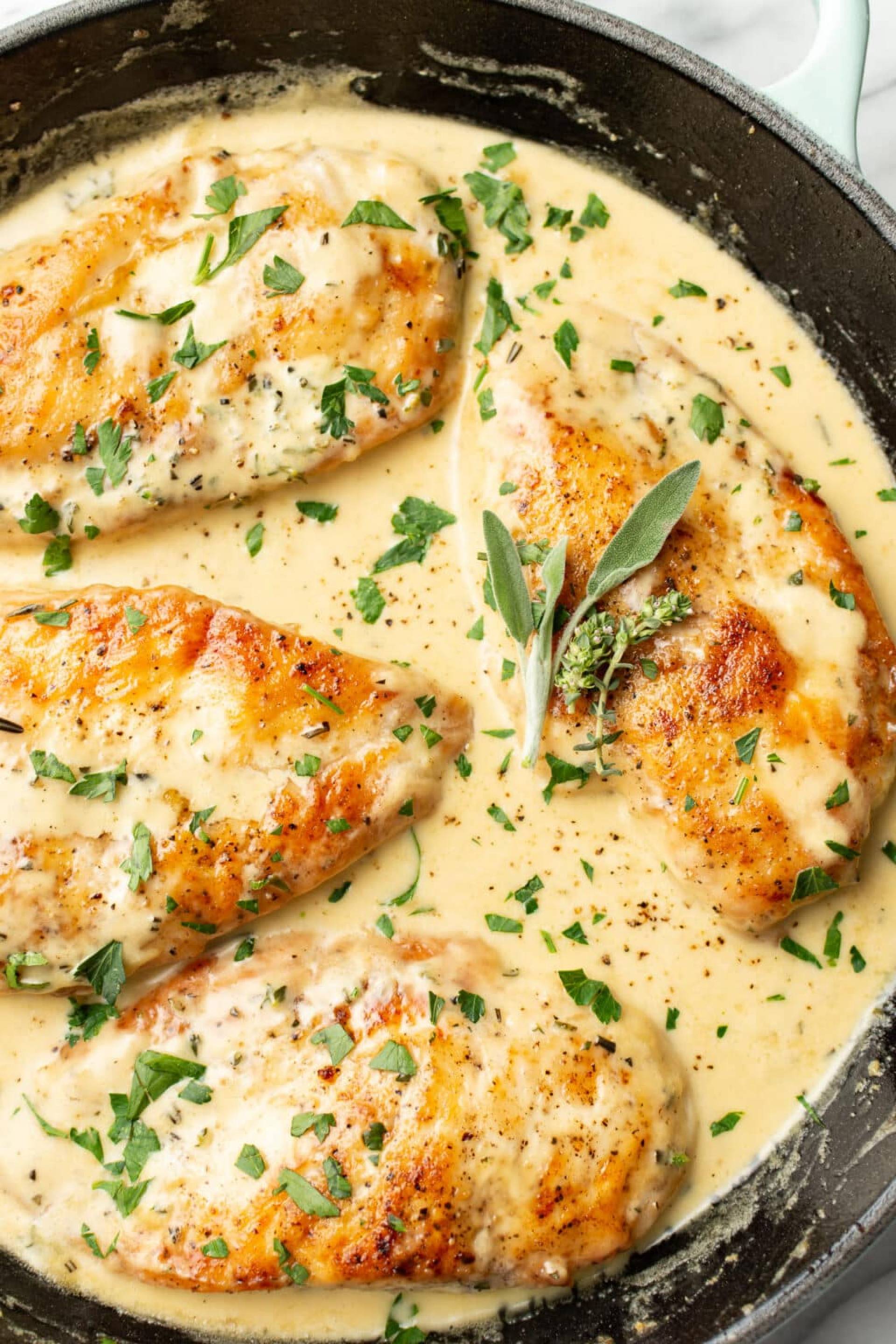 Herbes de Provence Chicken with Lemon Honey Cream Sauce and Rice Pilaf