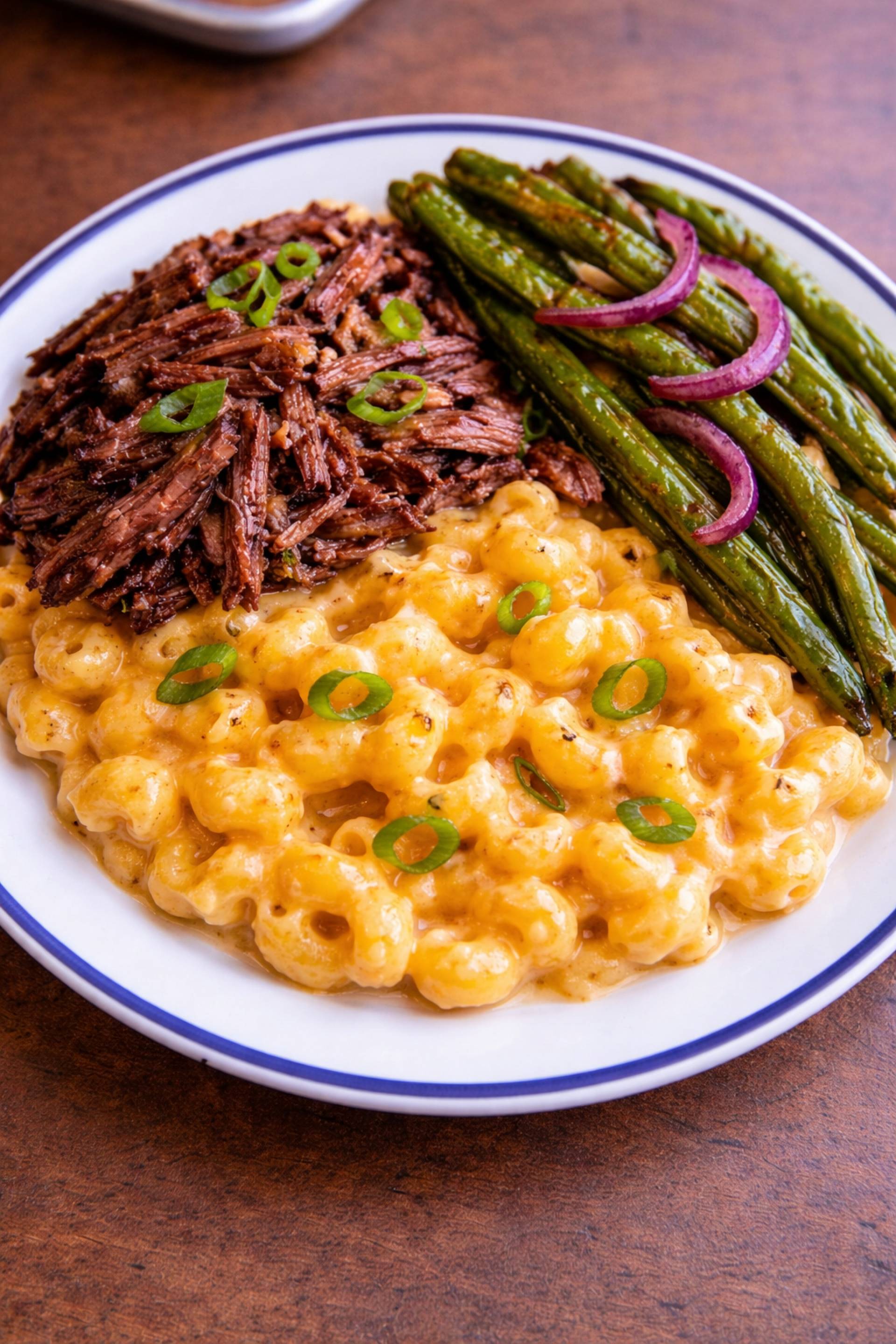 Gluten Free Healthy Mac and Cheese with Smoked Turkey Ends and Green Beans