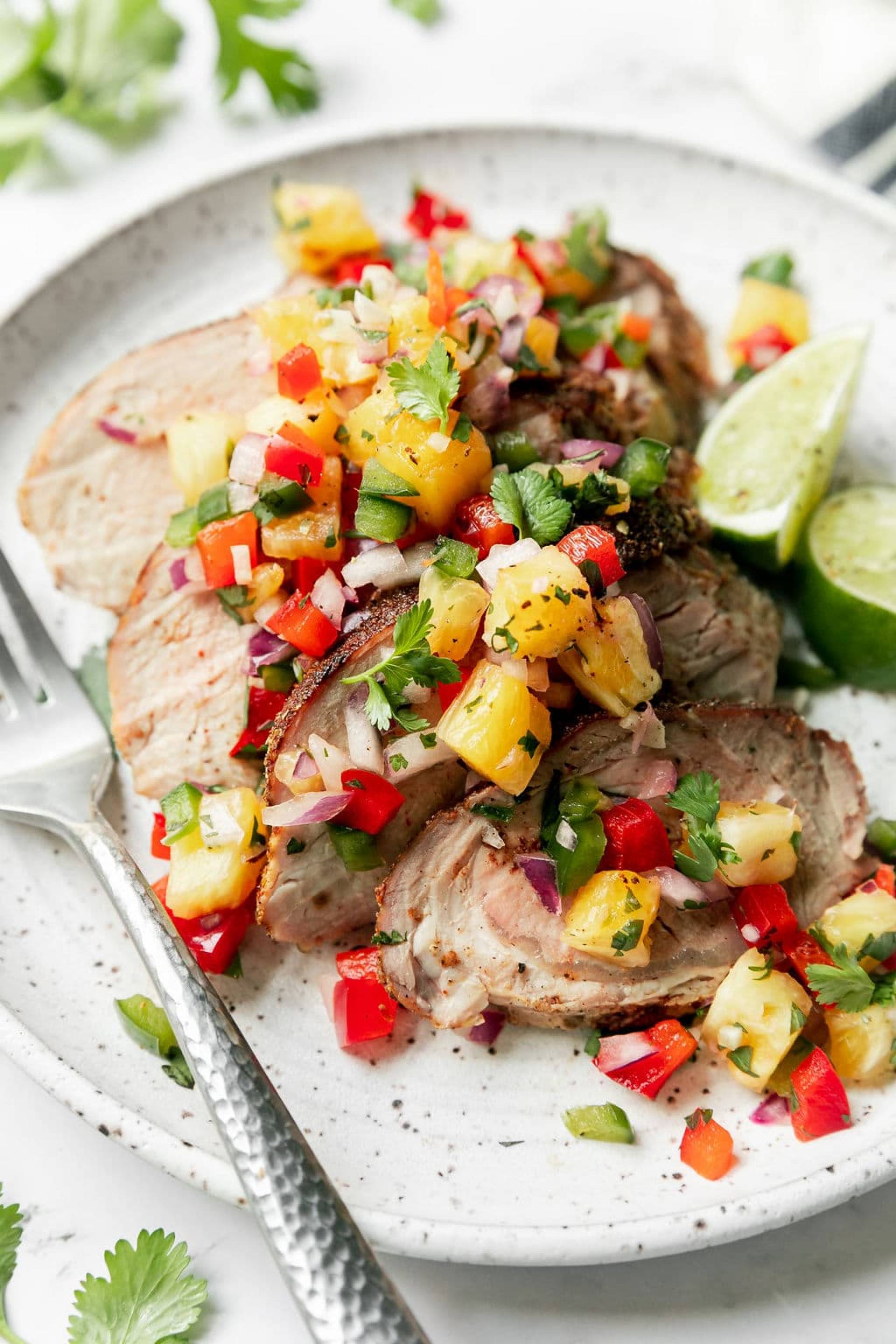 Aloha Grilled Teriyaki Pork with Pineapple Salsa and Gingery Broccoli