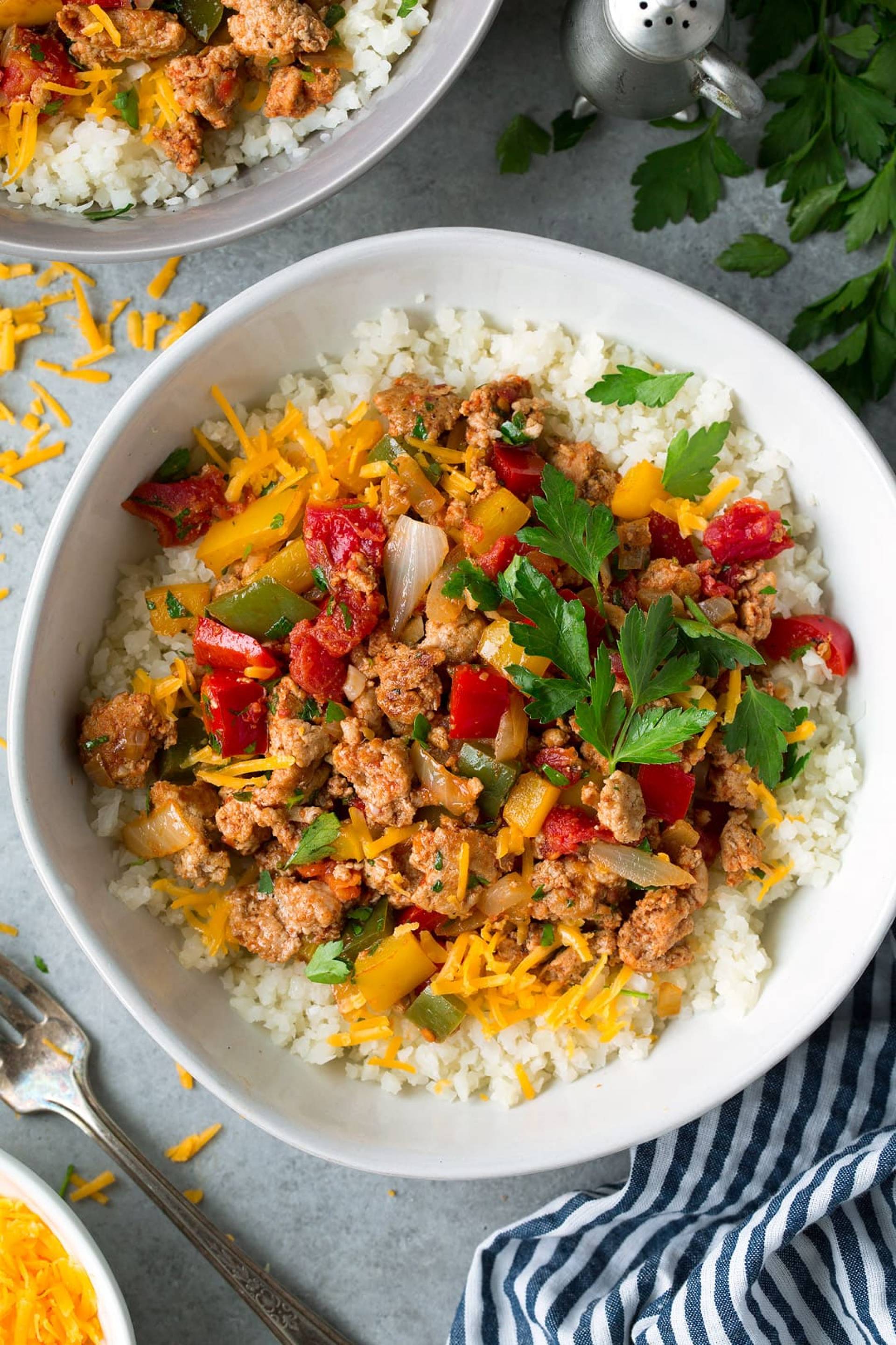 Dairy Free Ground Turkey Stuffed Bell Pepper Bowl