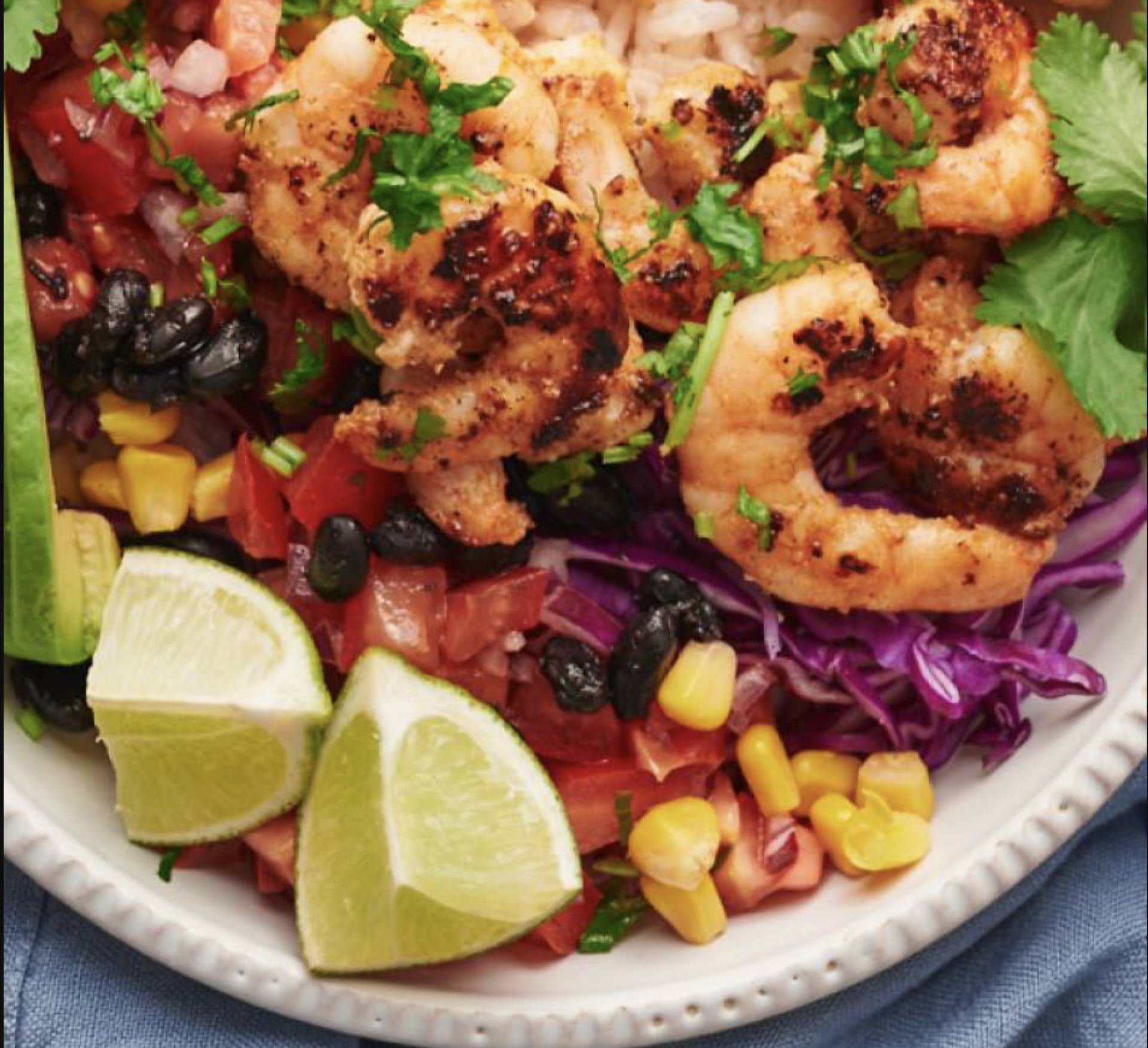 Blackened Shrimp Taco Bowl with Creamy Baja Drizzle