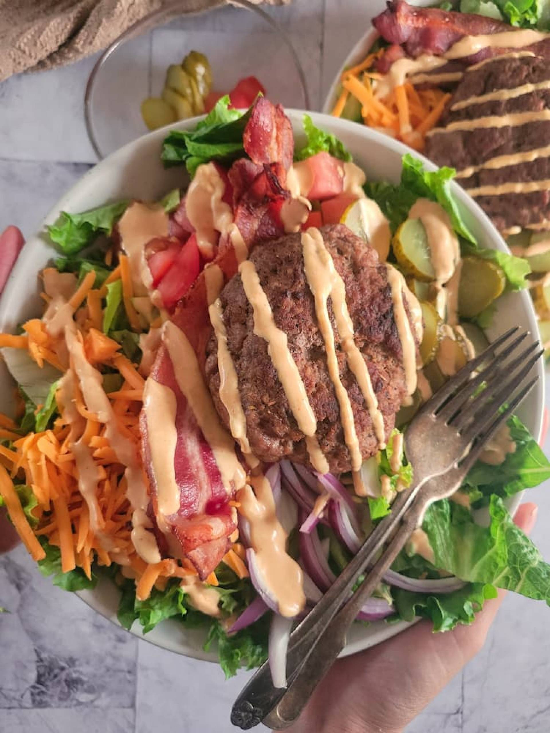 Beyond Burger Bowl with Crispy Yukons and BBQ Aioli