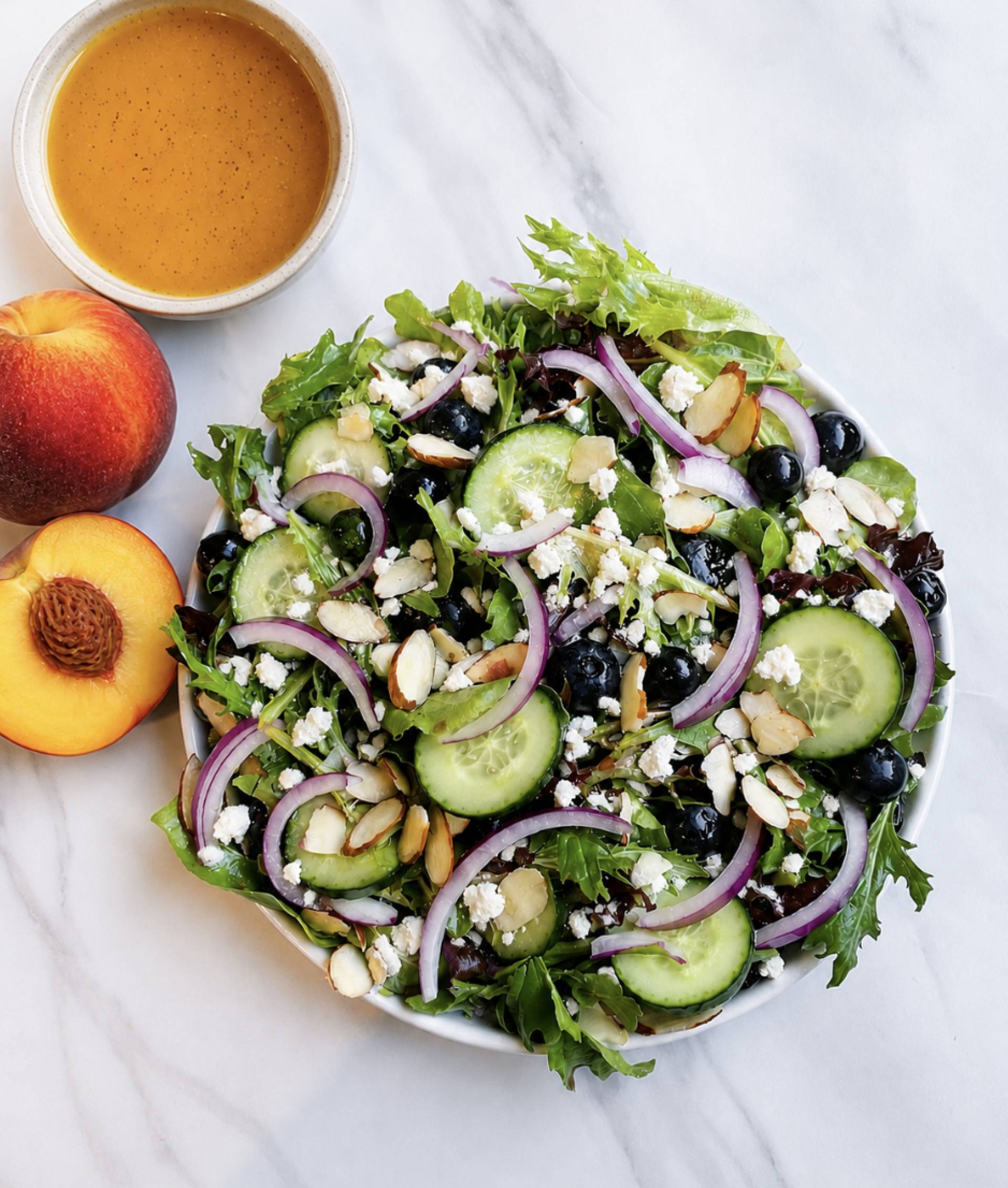 GIVE BACK- Palisade Summer Salad with Blueberries, Feta and Peach Vinaigrette