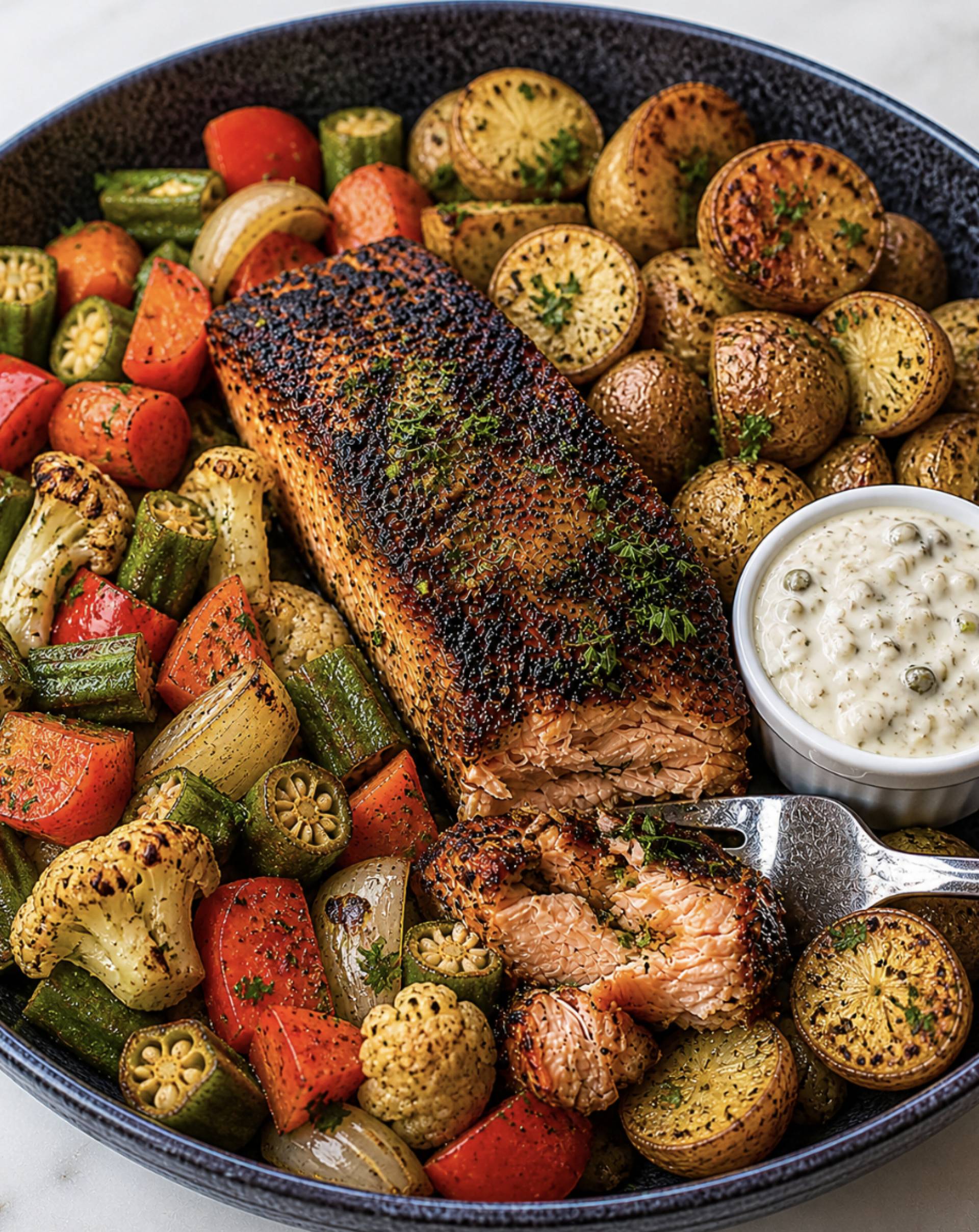 Blackened Coho Salmon with Creamy Cajun Sauce