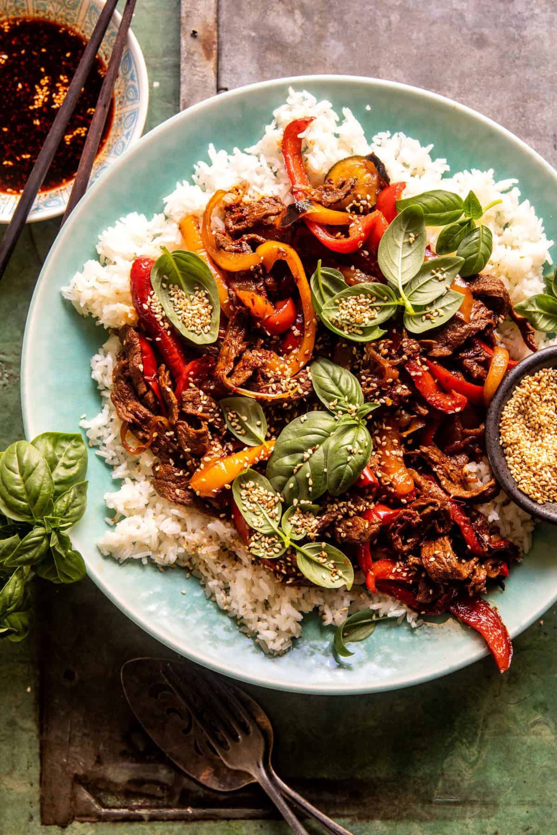 Sesame Basil Steak Stir Fry