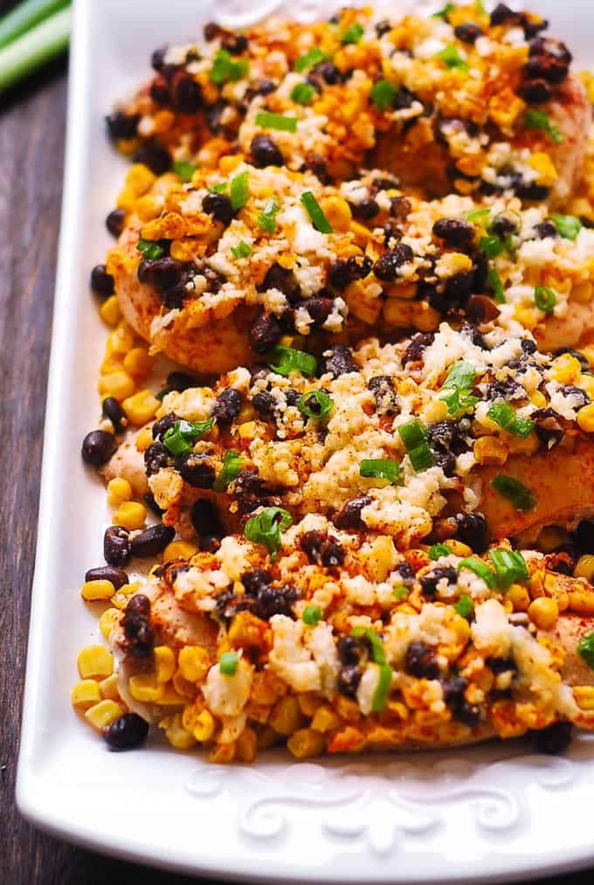 Honey Lime Chicken with Queso Fresco Elote and Black Beans