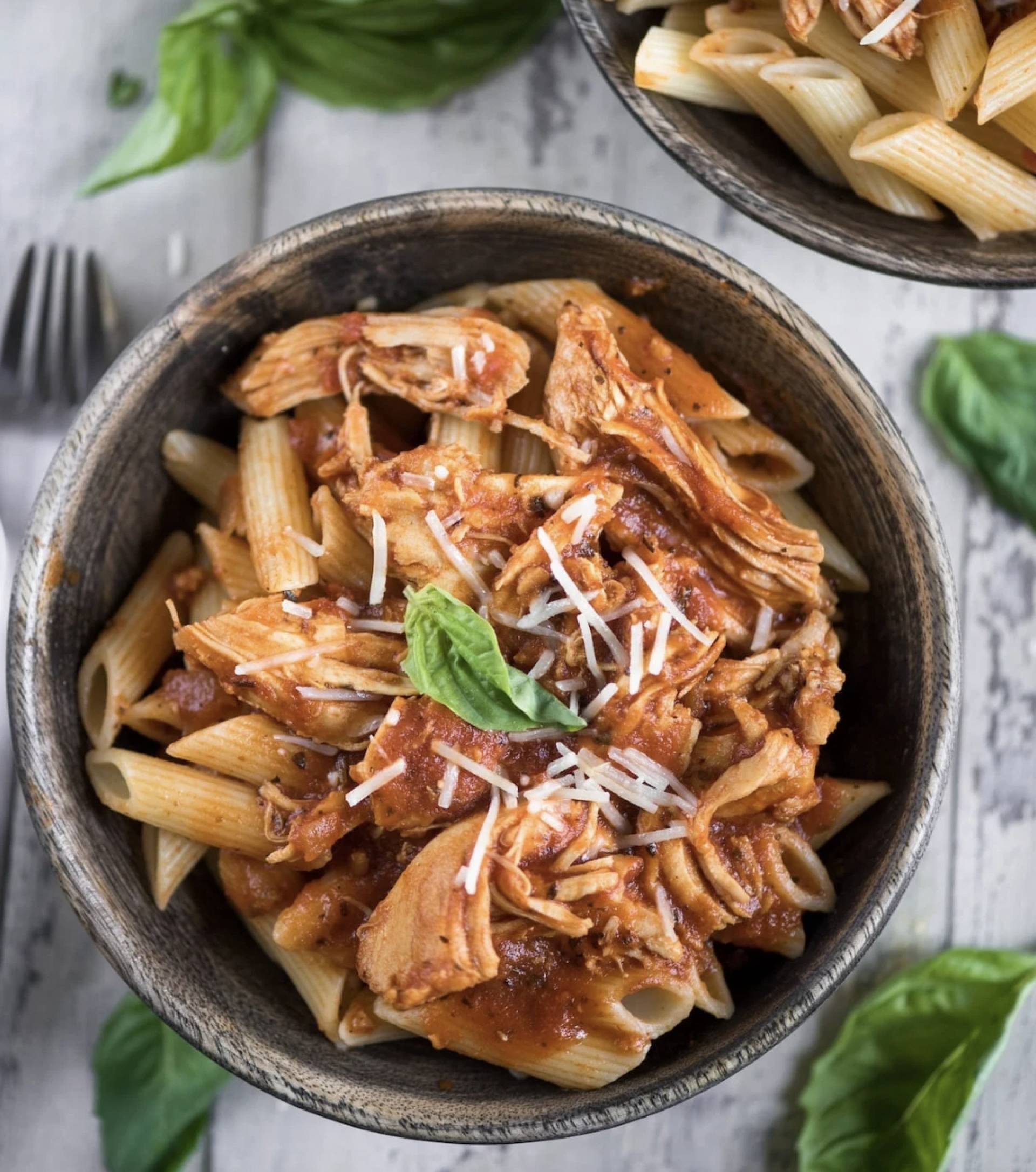 Italian Mushroom Chickpea Ragu with Roasted Veggies and Penne