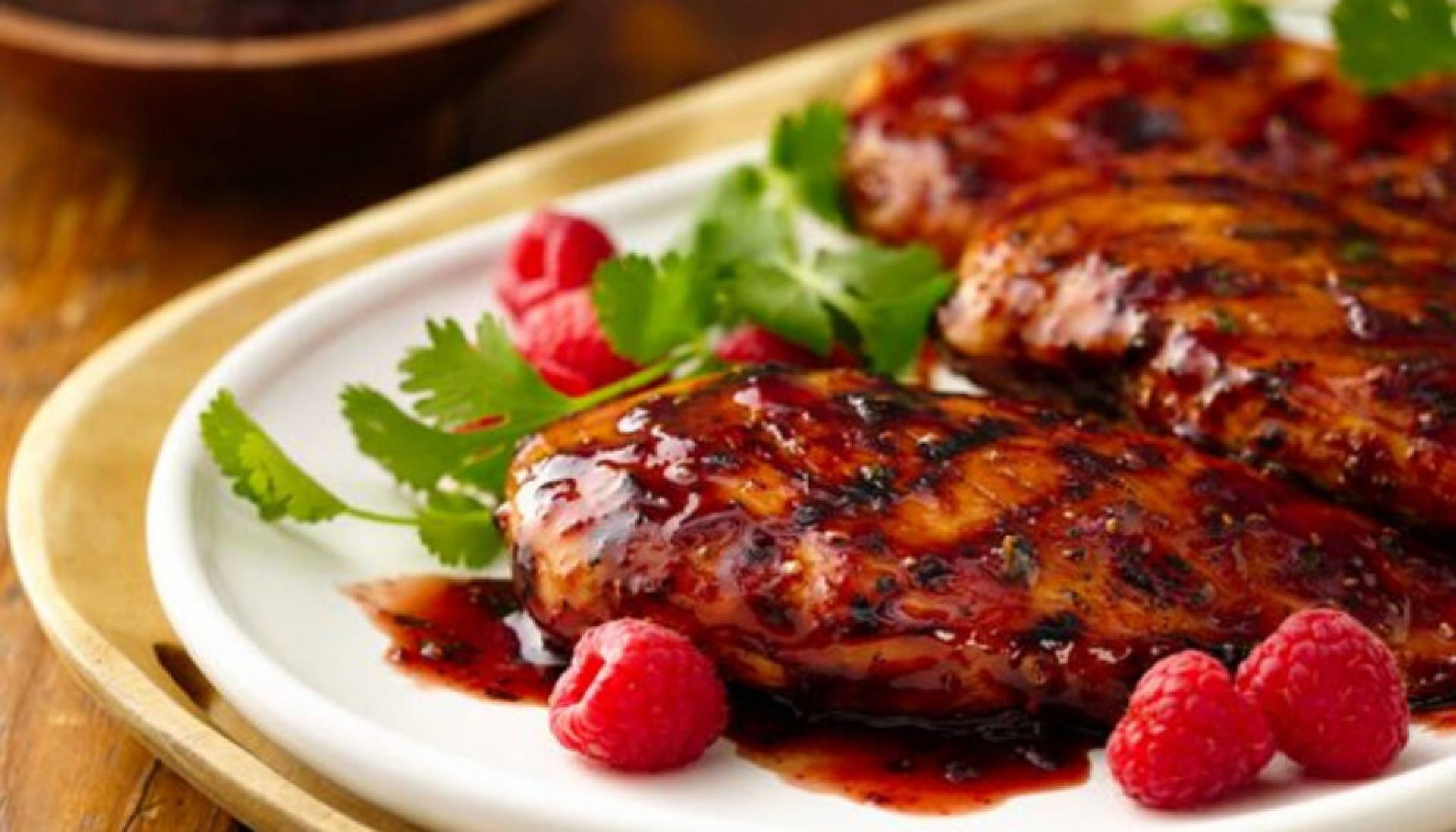 Chipotle Raspberry BBQ Grilled Chicken with Sweet Potatoes