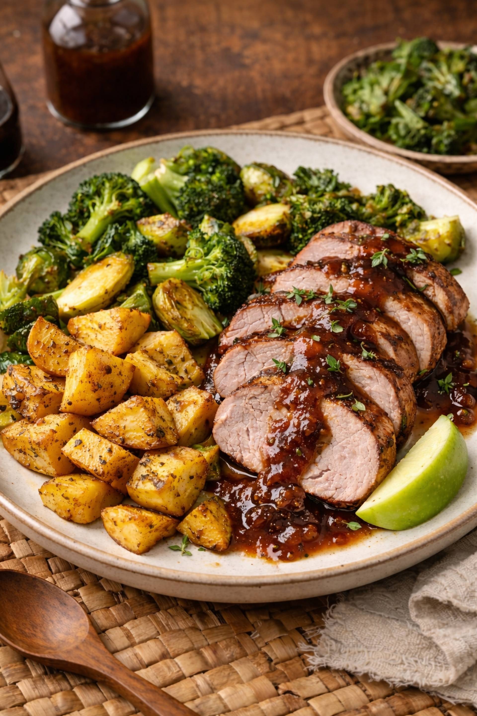 Grilled Pork Tenderloin with Apple Butter and Steakhouse Potatoes