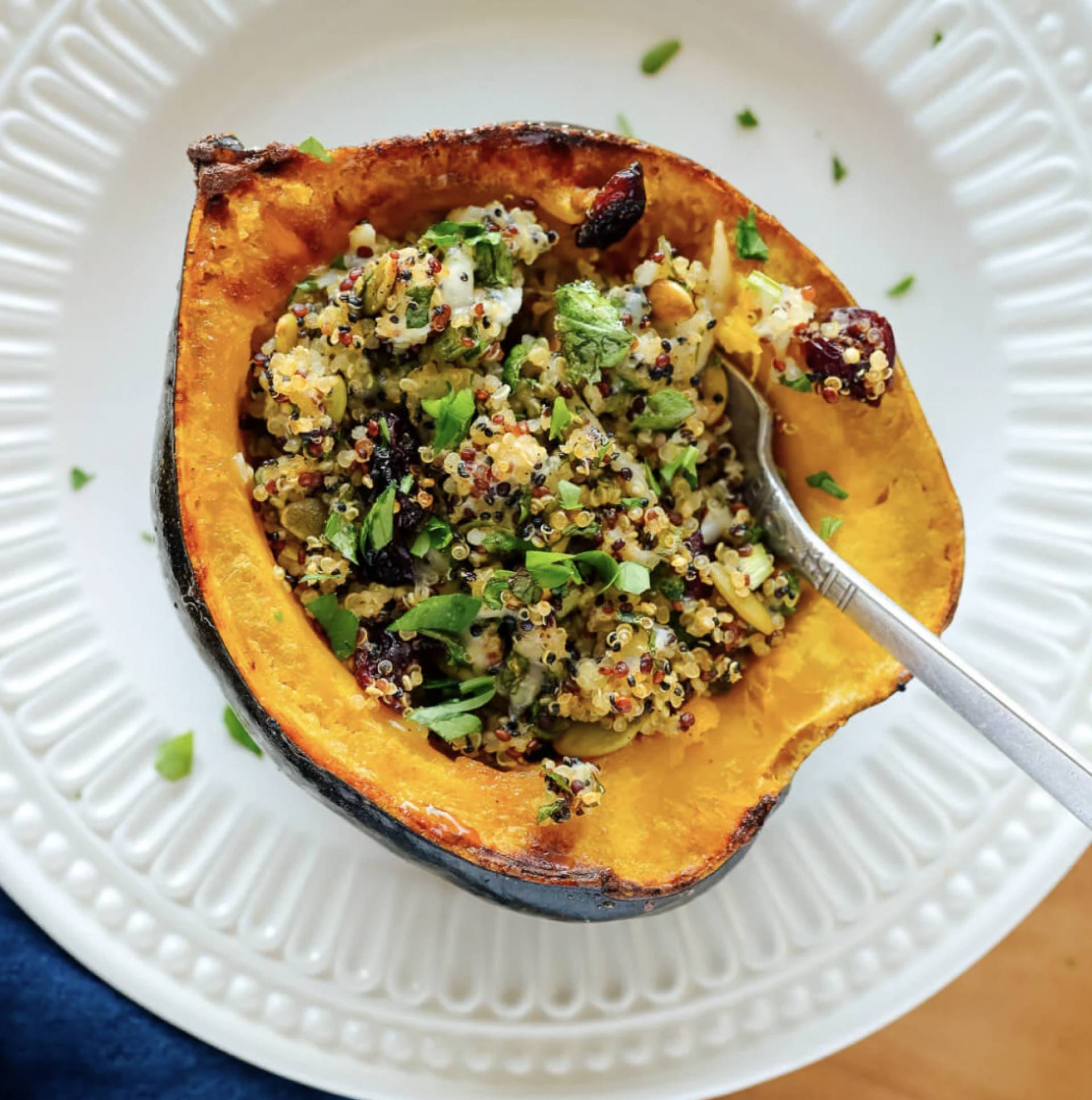 Vegan Apple & Caramelized Onion Stuffed Acorn Squash - THANKSGIVING MENU