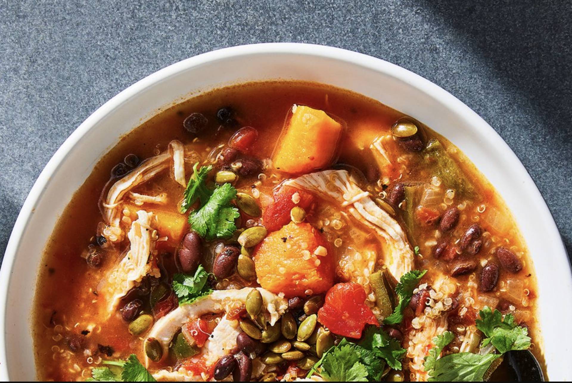 High Protein Smoky Chicken and Quinoa Soup