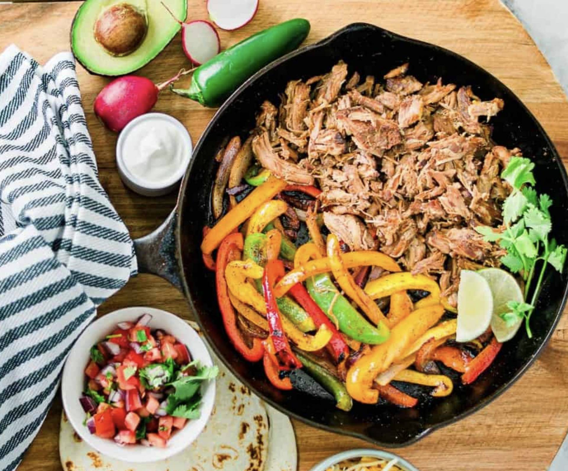 Carnitas Bowls with Black Beans and Fajita Veggies