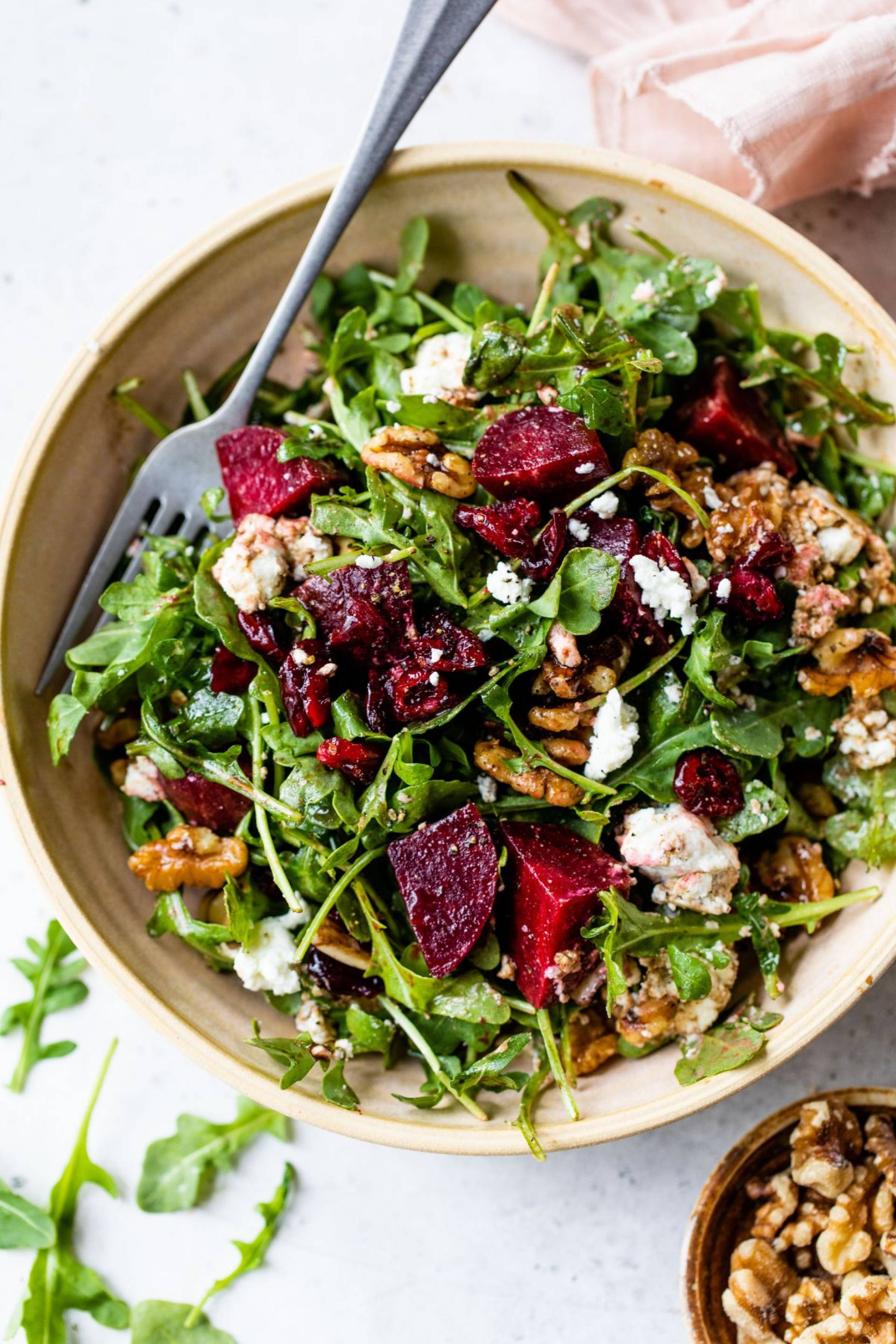 GIVE BACK Chicken with Roasted Beet and Cranberry Salad with Goat Cheese and Walnuts