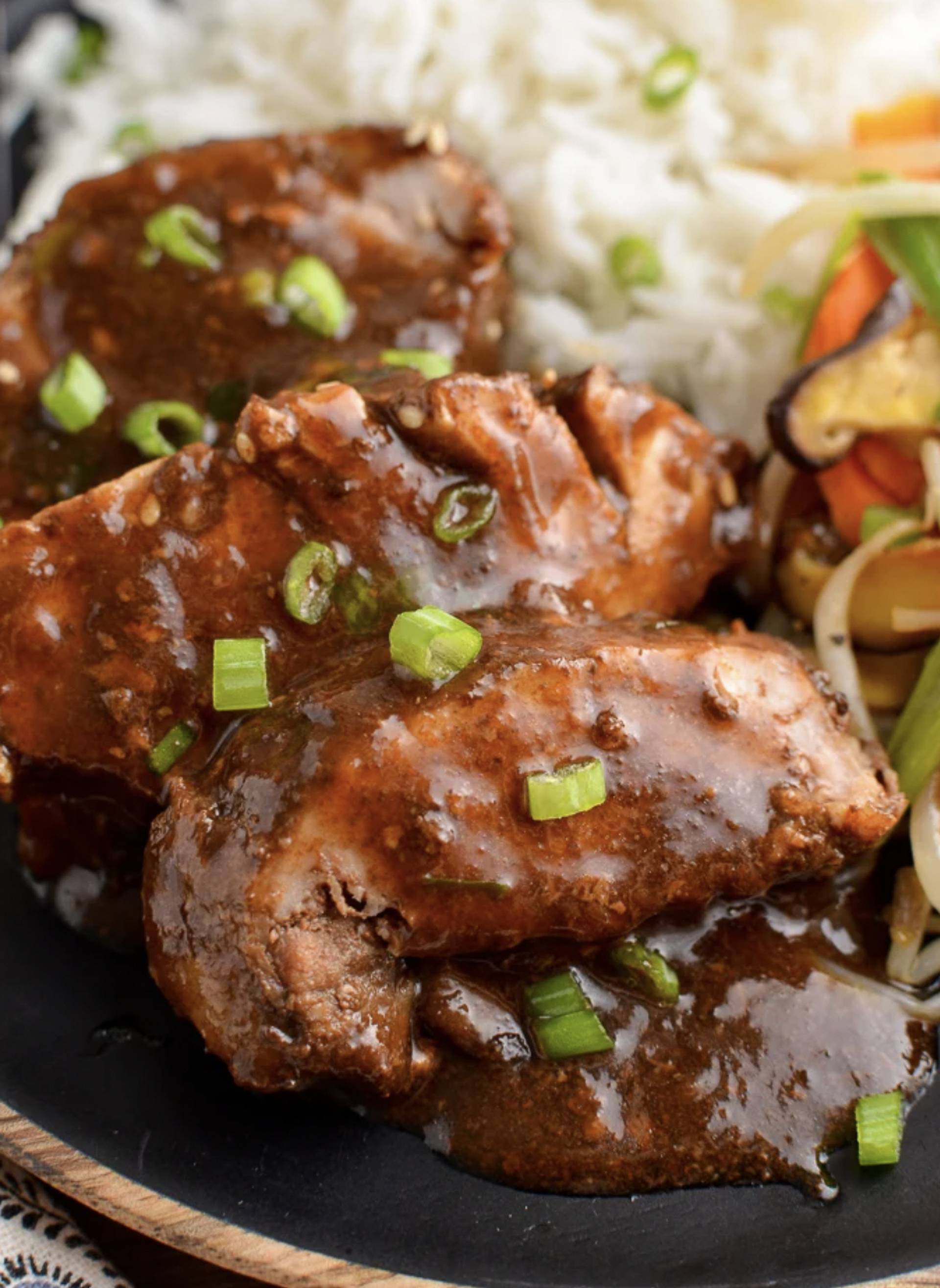 Teriyaki Pork with Jasmine Rice and Stir Fried Vegetables