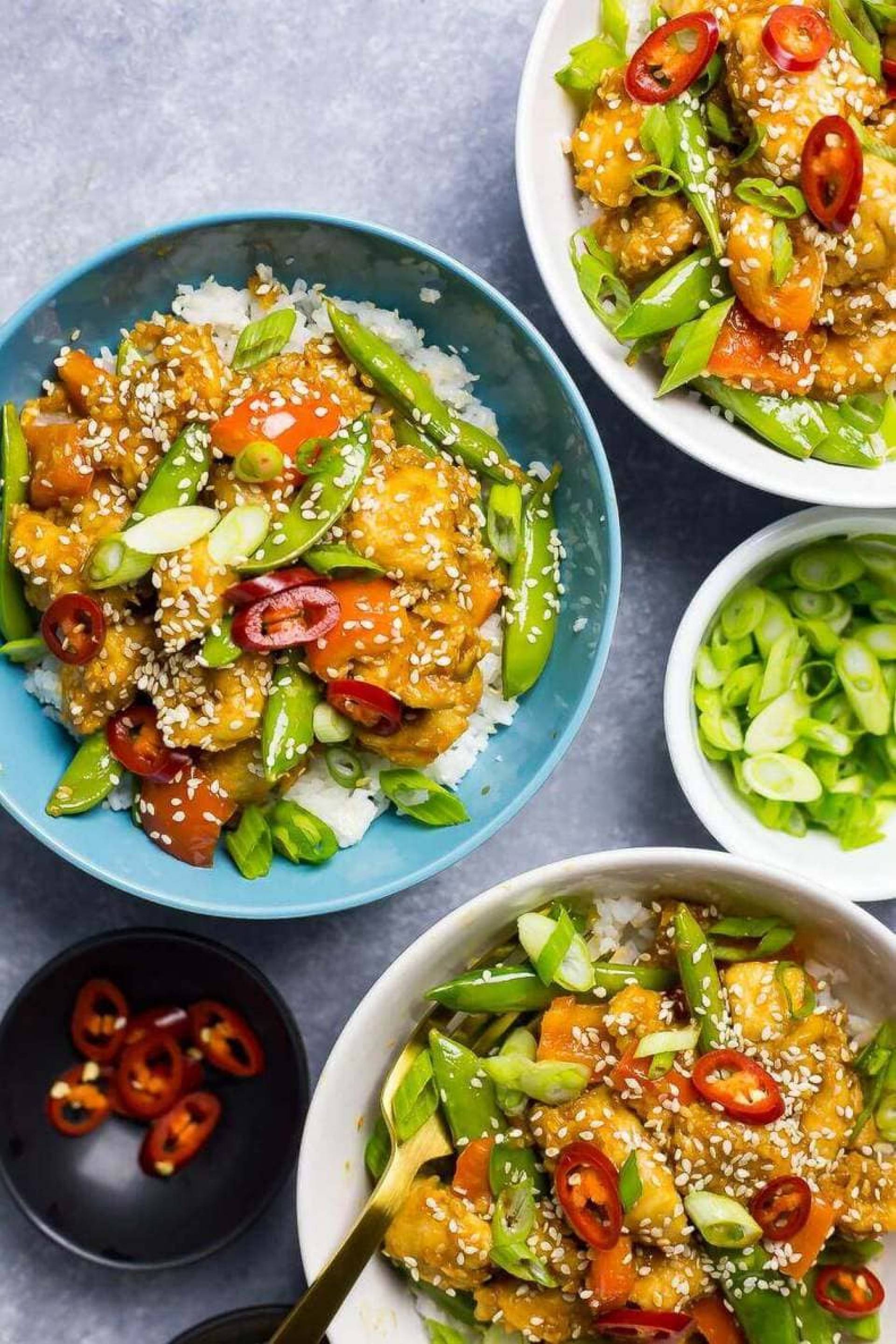 Low Carb Honey Sesame Chicken and Stir Fried Veggies