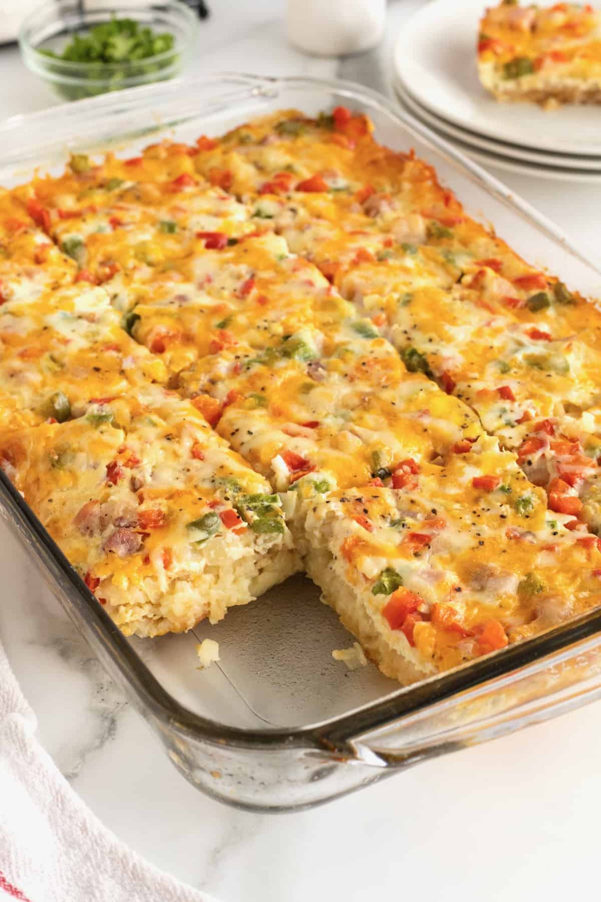 Hash Brown And Veggie Cheesy Breakfast Casserole