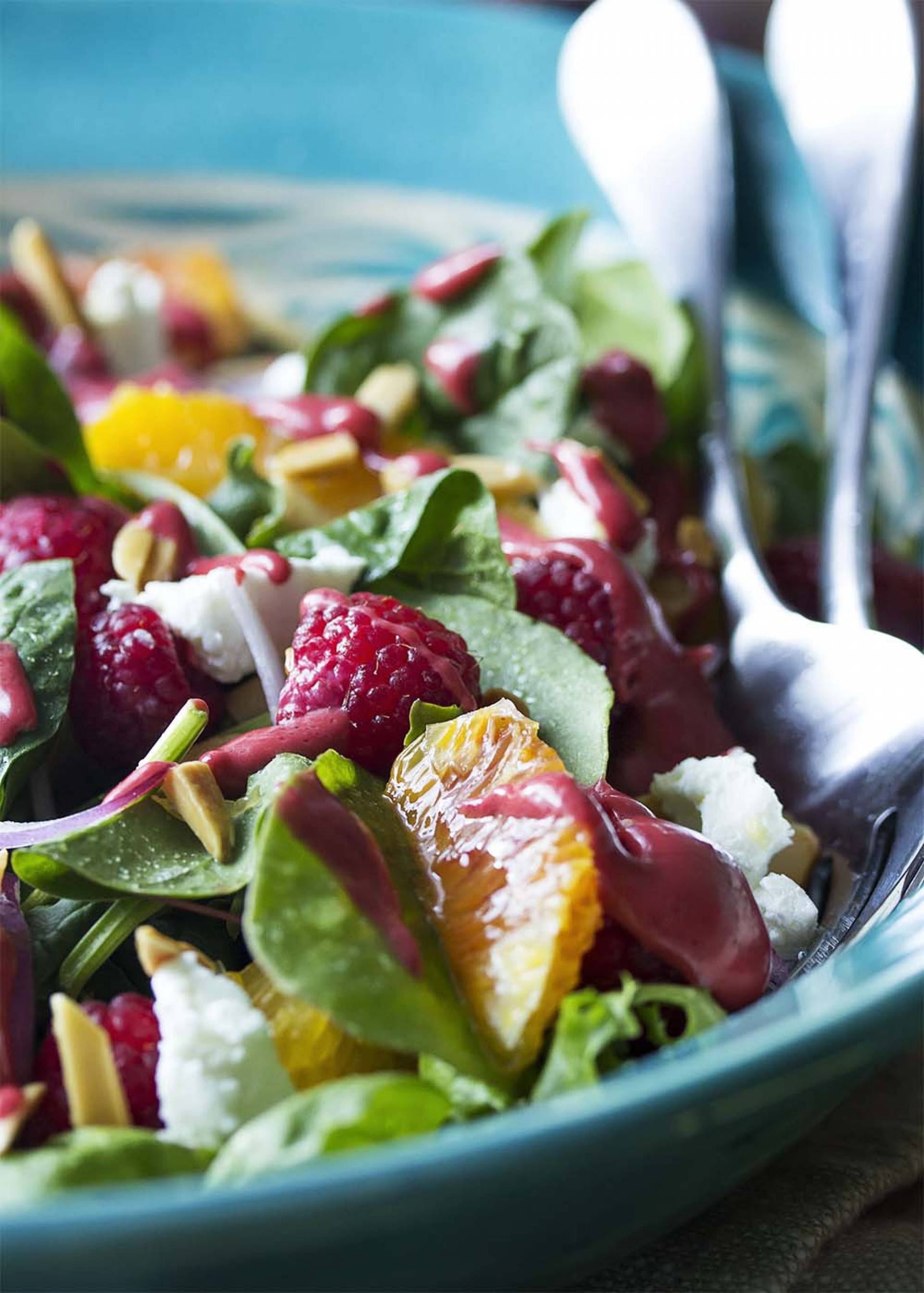 GIVE BACK Dairy Free Raspberry Vinaigrette Salad with Grilled Chicken, Mango