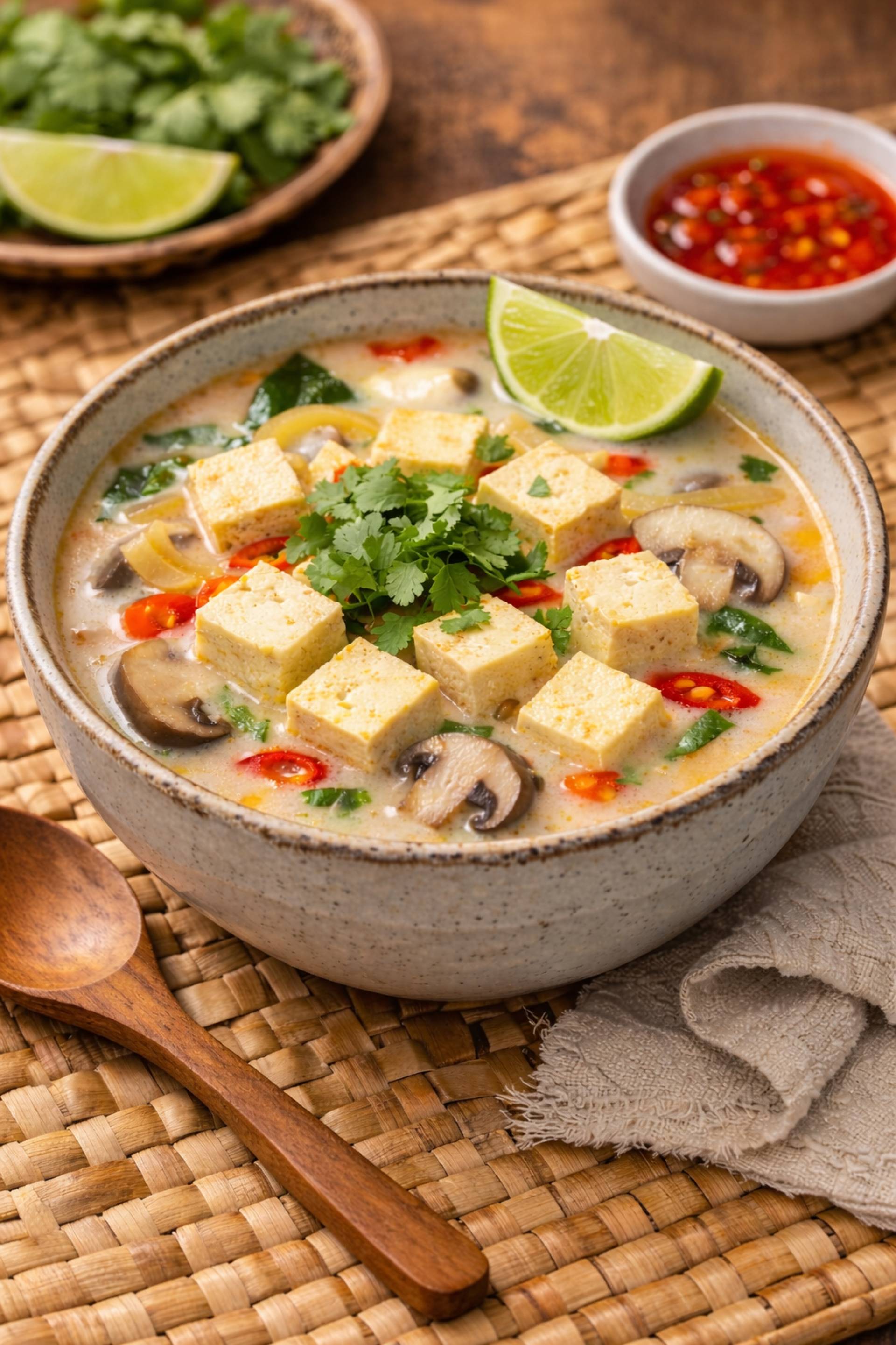 Thai Coconut Tom Kha Soup with Tofu