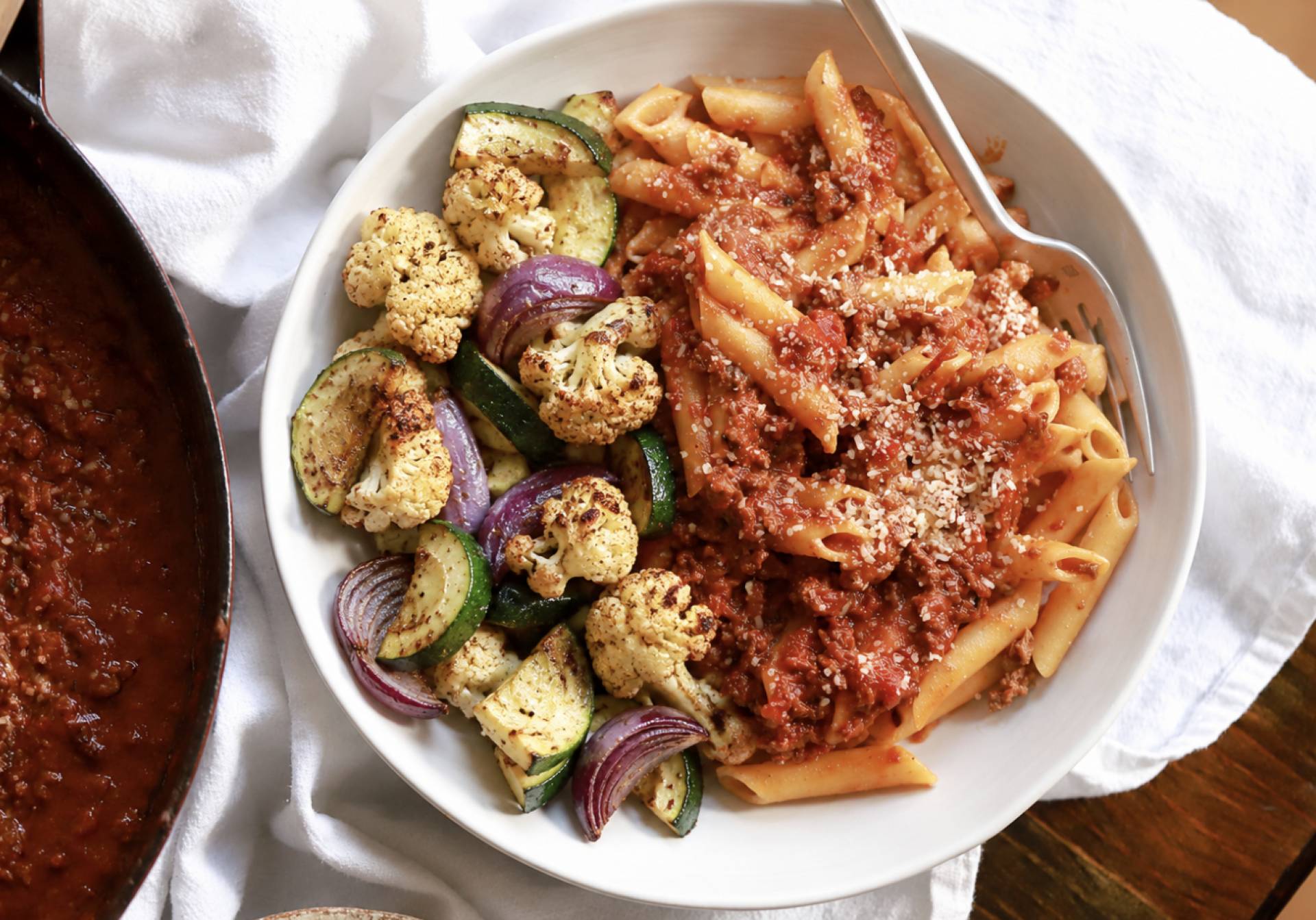 Vegan Bolognese with Italian Vegetables and Pasta