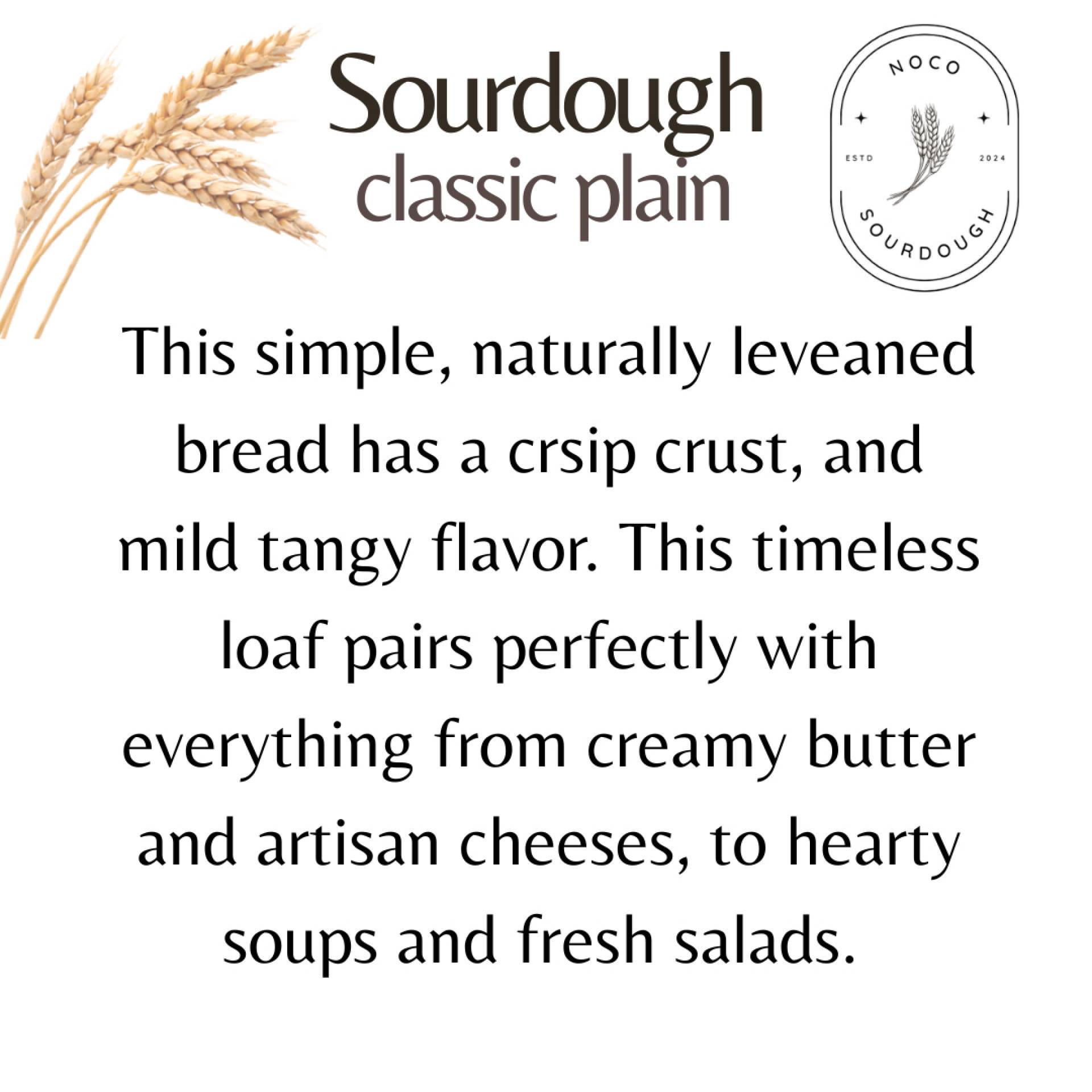 NoCo Sourdough - Classic Plain Sourdough Loaf