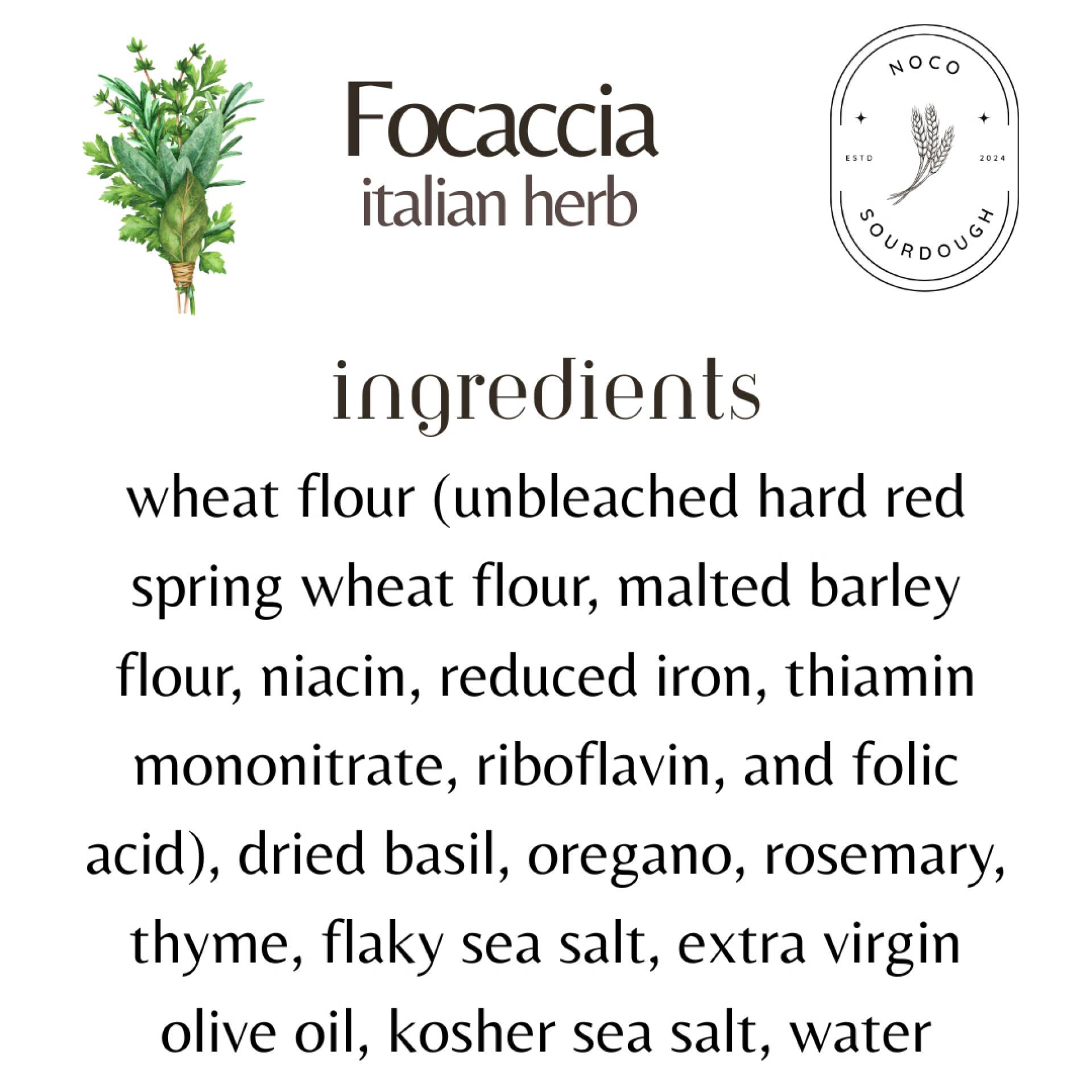 NoCo Sourdough - Italian Herb Focaccia