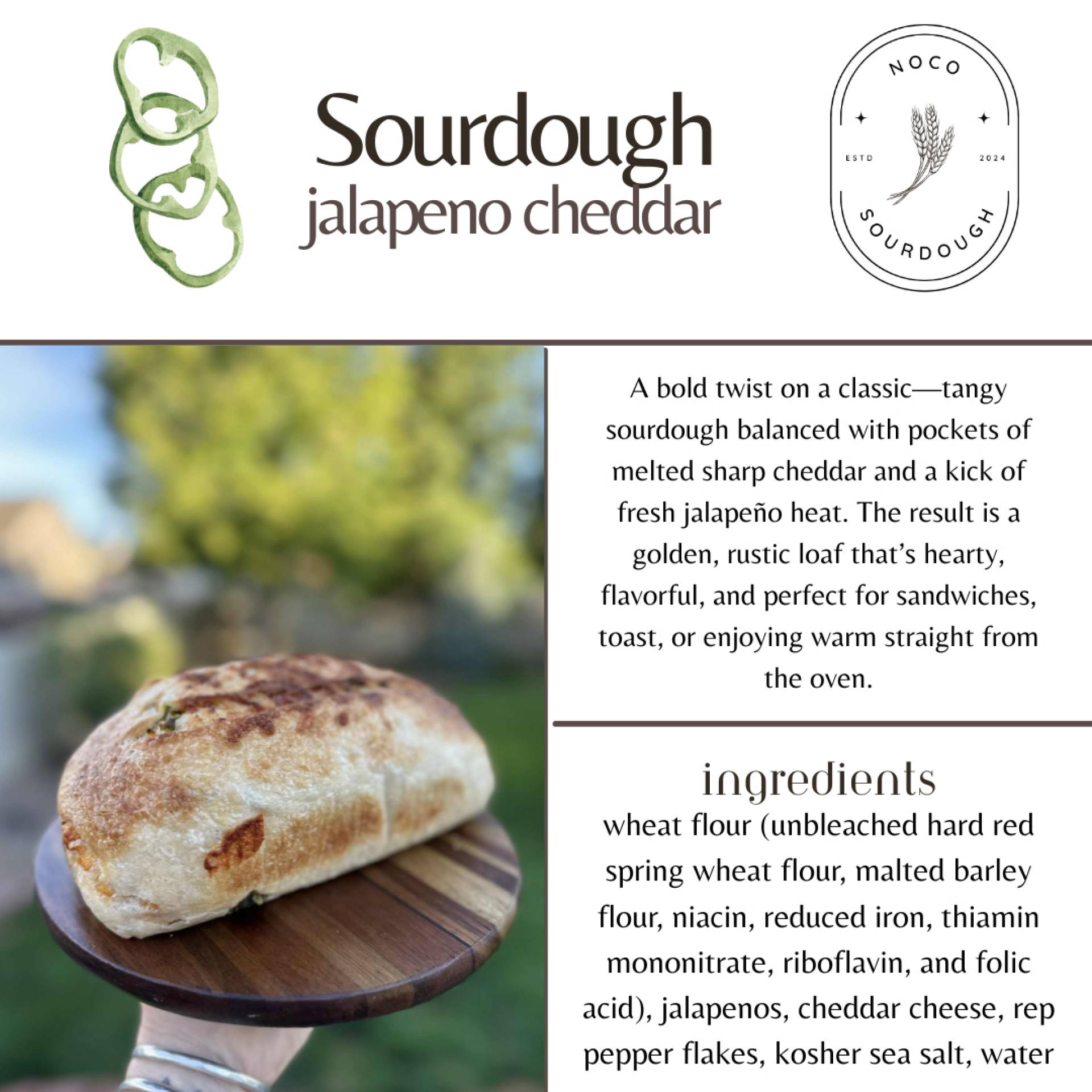 NoCo Sourdough - Jalapeno Chile and Cheddar Loaf