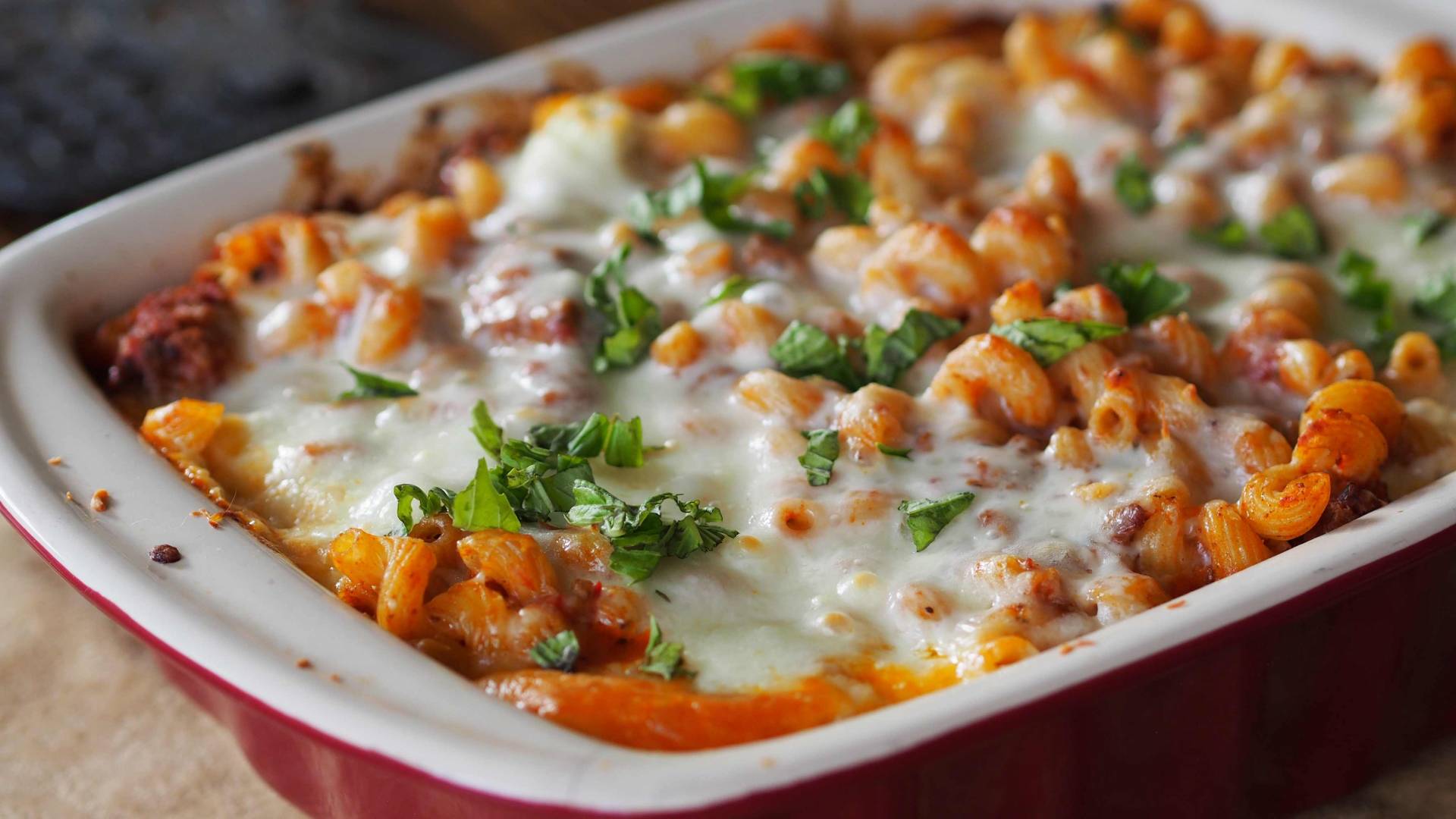 Family Style Cavatappi alla Vodka Pasta Bake